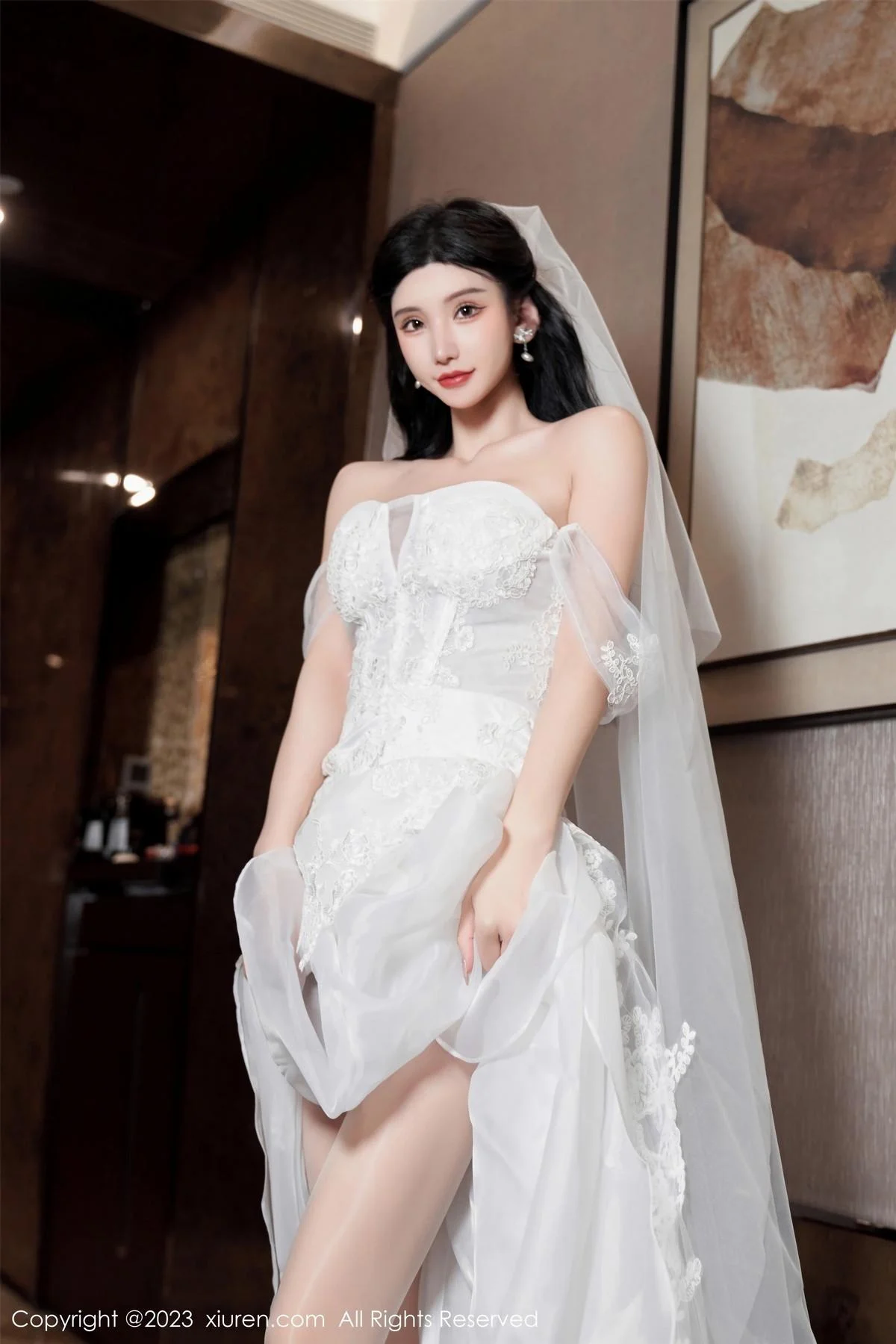 周于希Sally性感白色婚纱+白色蕾丝情趣服饰完美绝美写真 第 17 张