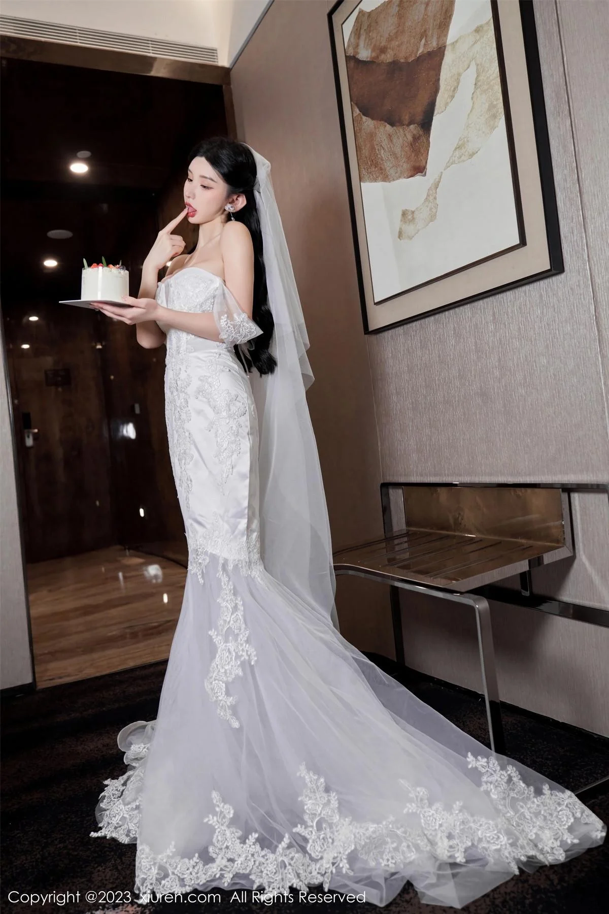 周于希Sally性感白色婚纱+白色蕾丝情趣服饰完美绝美写真 第 26 张