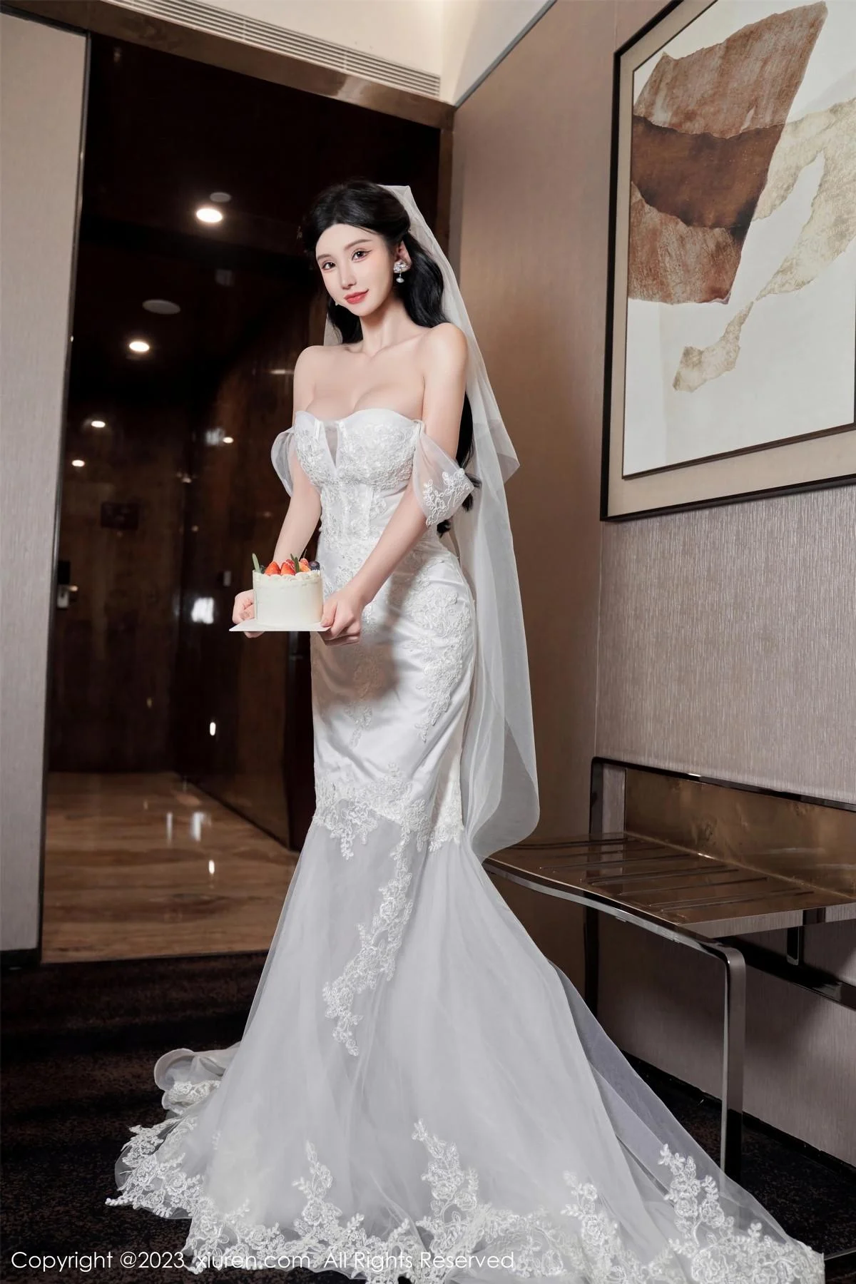 周于希Sally性感白色婚纱+白色蕾丝情趣服饰完美绝美写真 第 27 张