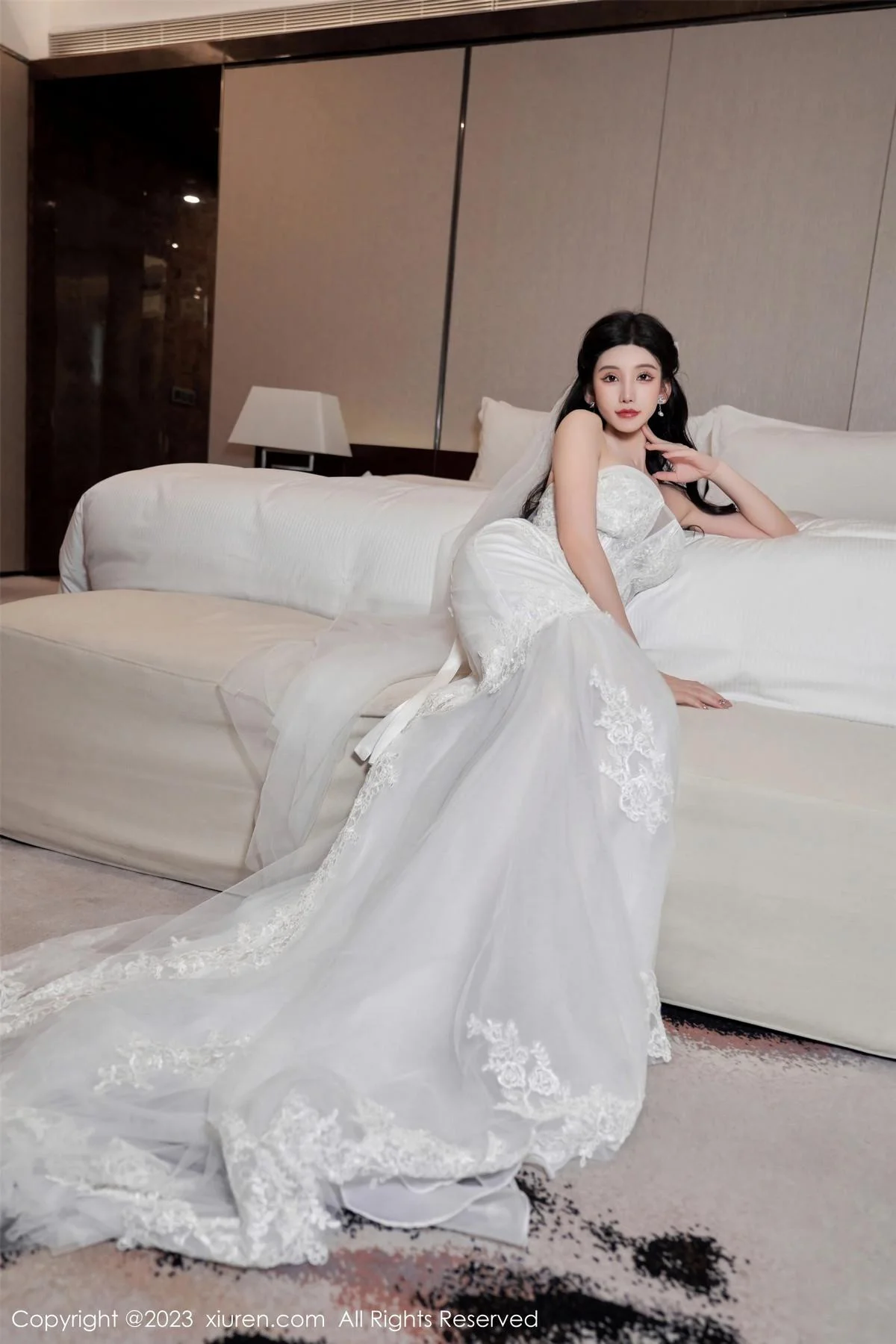周于希Sally性感白色婚纱+白色蕾丝情趣服饰完美绝美写真 第 44 张