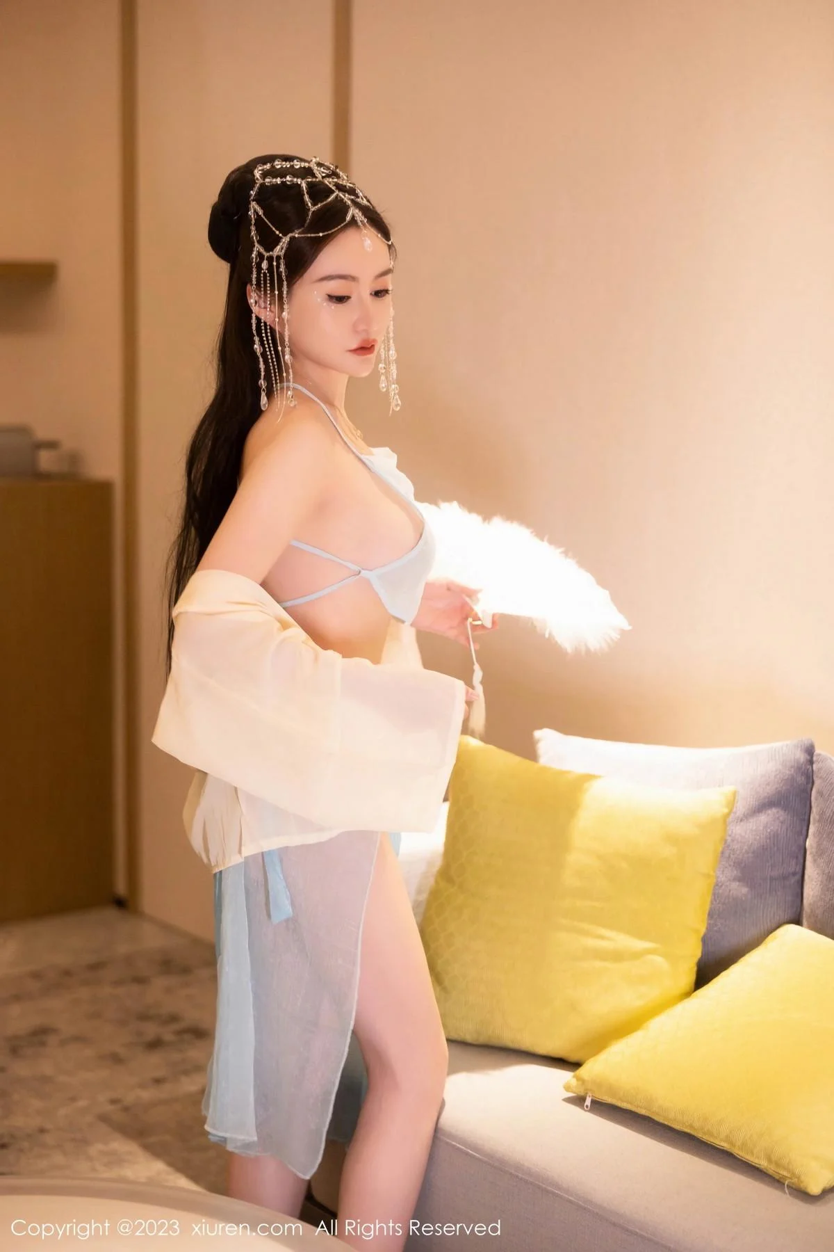 唐宁宁私房浴室性感浅色薄纱古装服饰秀丰腴身姿绝美写真 第 4 张