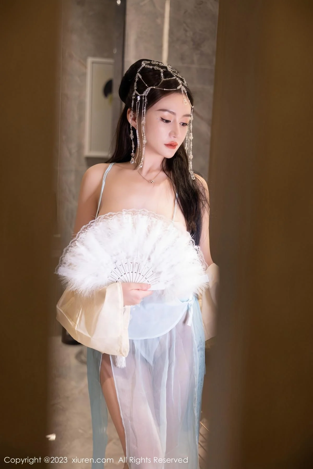 唐宁宁私房浴室性感浅色薄纱古装服饰秀丰腴身姿绝美写真 第 52 张