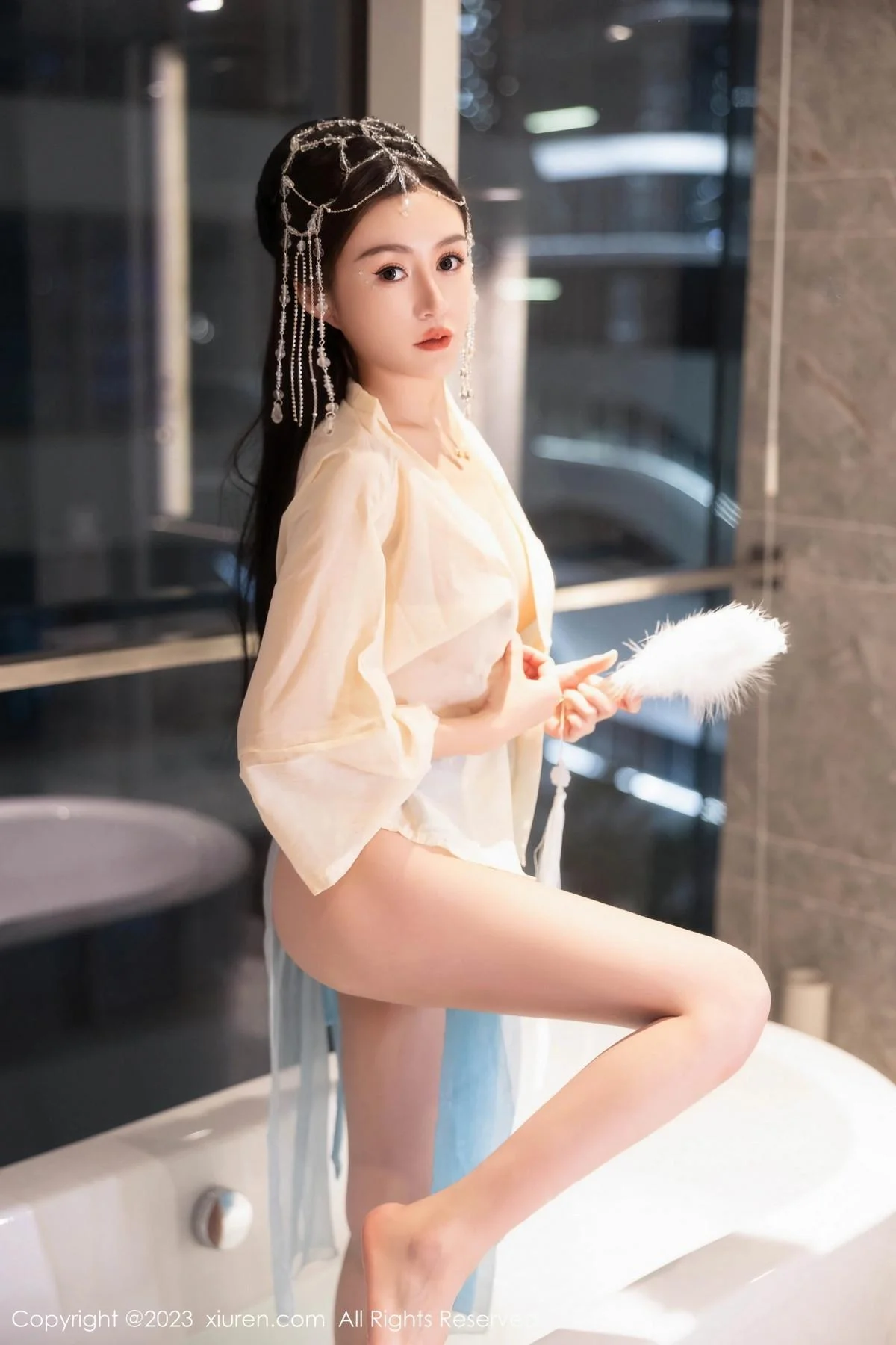 唐宁宁私房浴室性感浅色薄纱古装服饰秀丰腴身姿绝美写真 第 65 张