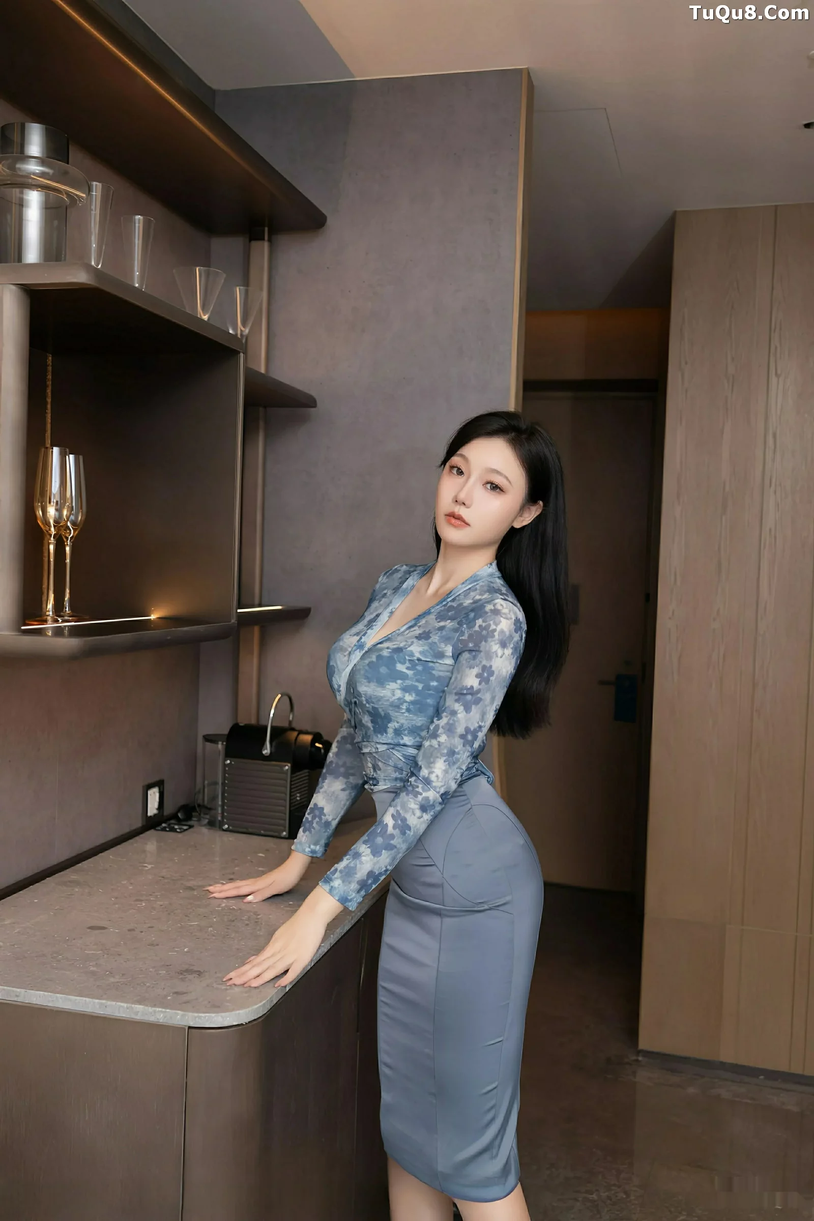 安然anran性感灰色套装露灰色内衣配开档肉丝秀美腿绝美写真 第 6 张