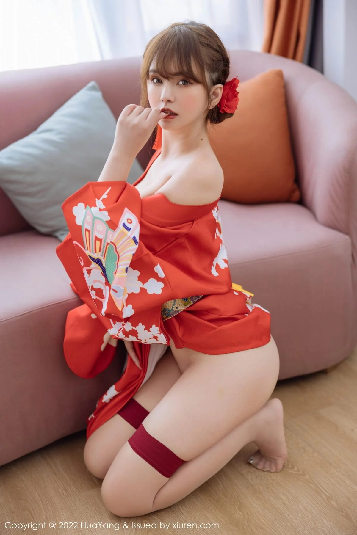 张思允Nice西双版纳旅拍红色真空和服半脱露豪乳绝美写真 第 77 张