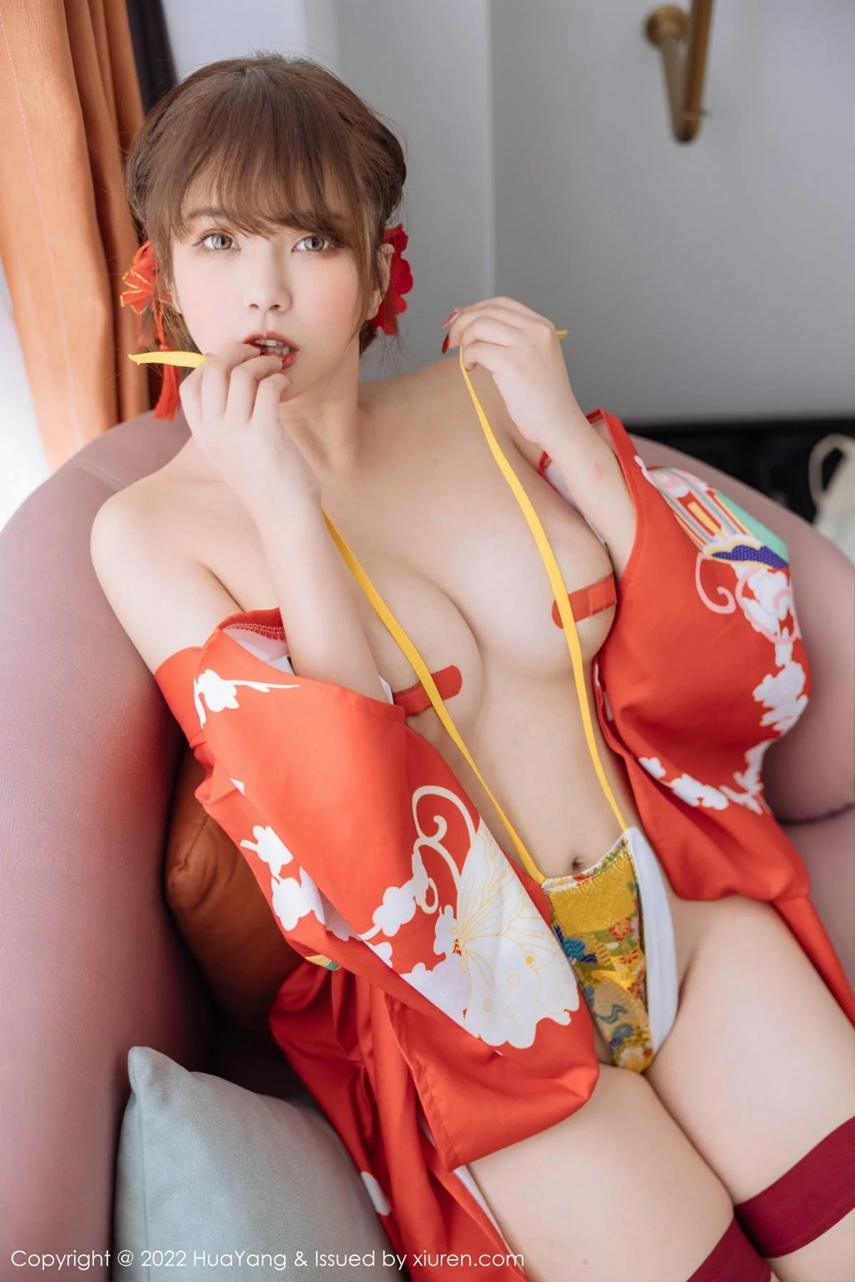 张思允Nice西双版纳旅拍红色真空和服半脱露豪乳绝美写真 第 96 张