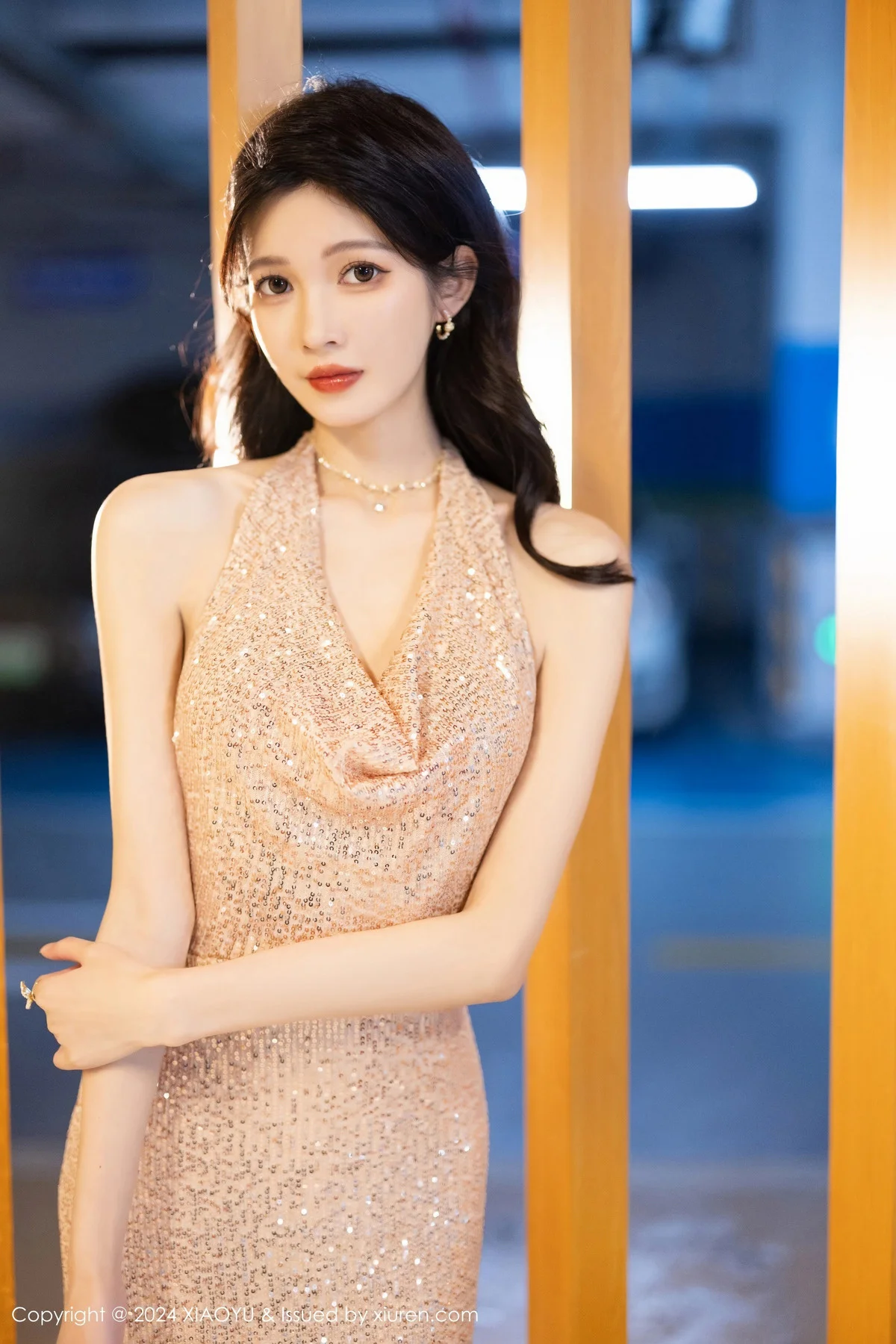 程程程银色连衣长裙+黑色轻透情趣服饰秀曼妙身姿绝美写真 第 24 张