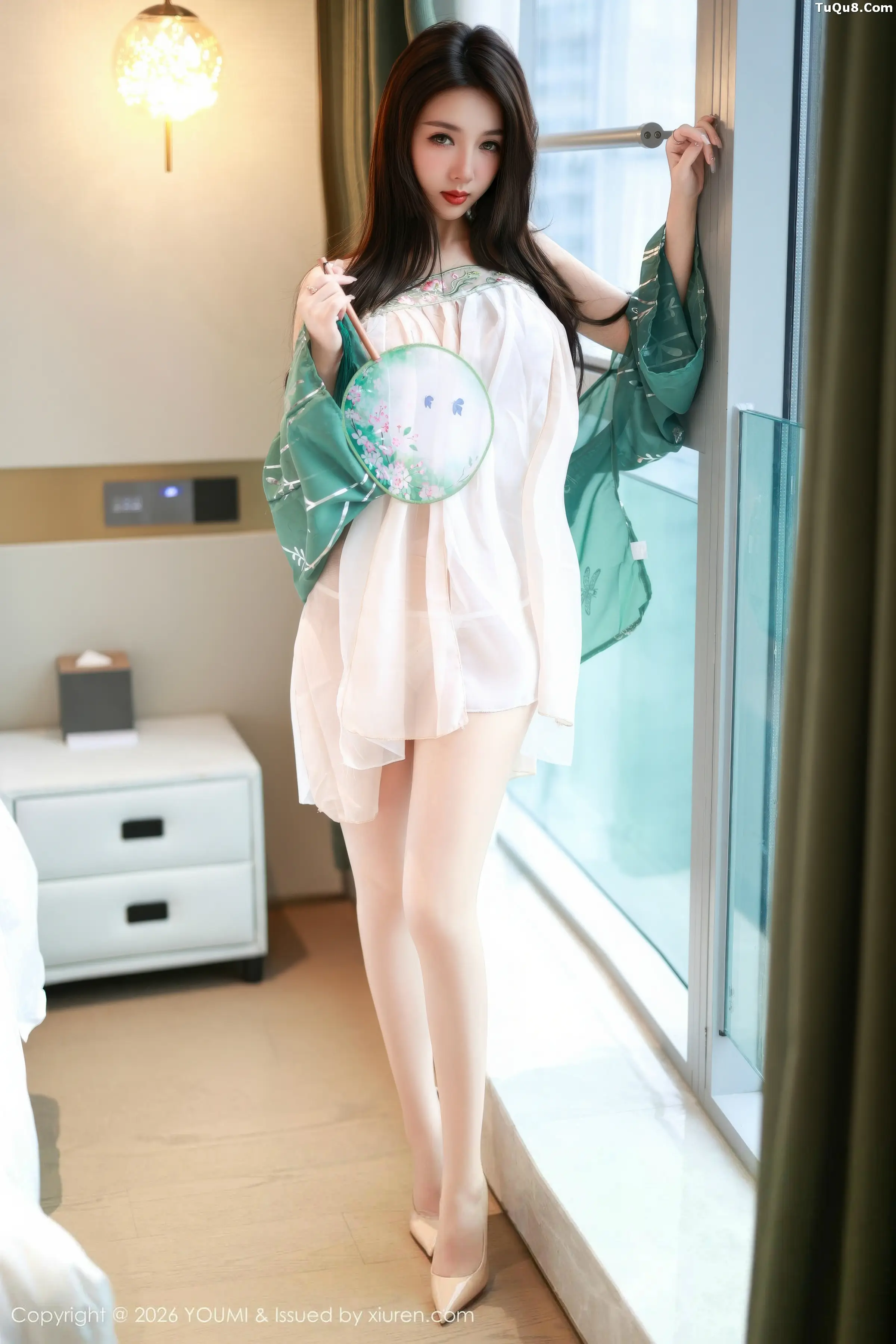Twins-夭夭性感古风薄纱服饰配超薄肉丝秀曼妙身姿绝美写真 第 2 张