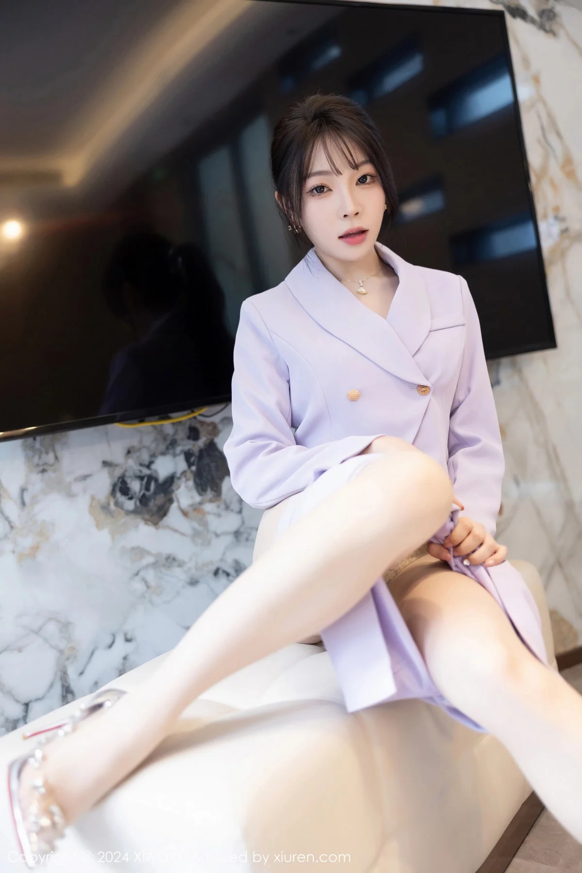 徐莉芝Booty性感淡紫短裙套装露淡紫蕾丝内衣迷人绝美写真 第 49 张