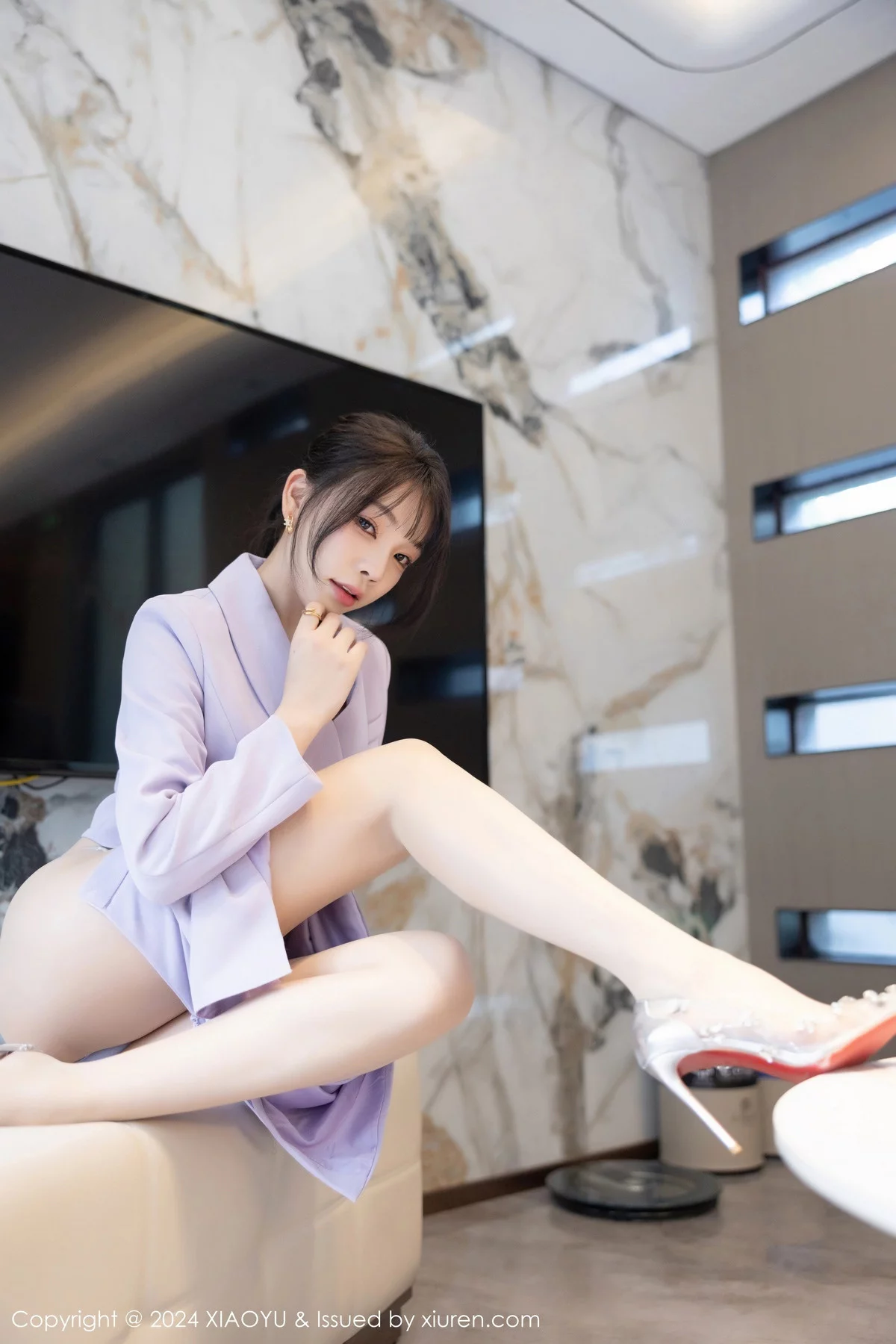 徐莉芝Booty性感淡紫短裙套装露淡紫蕾丝内衣迷人绝美写真 第 61 张