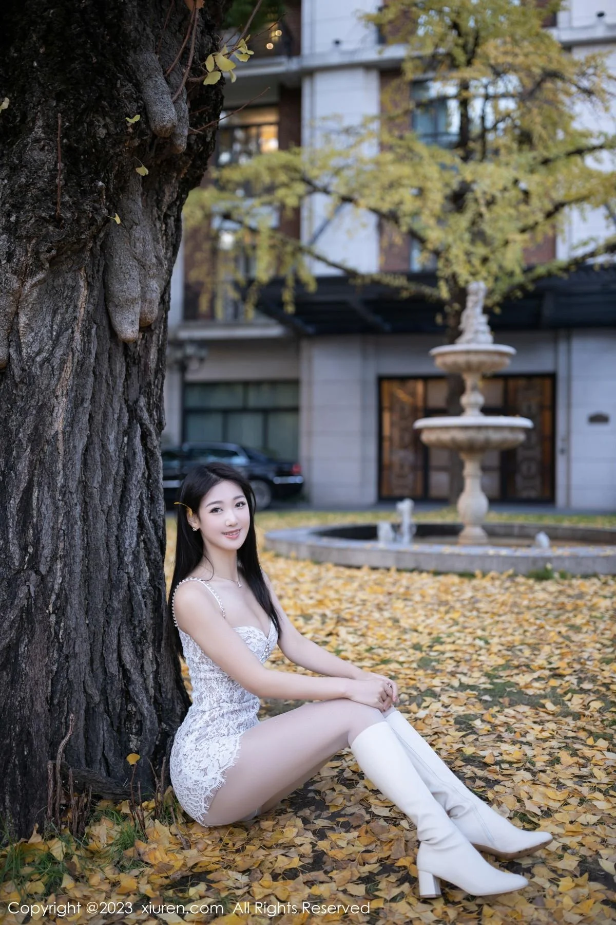 唐安琪性感白色蕾丝吊带裙配开档白丝秀曼妙身姿绝美写真 第 75 张