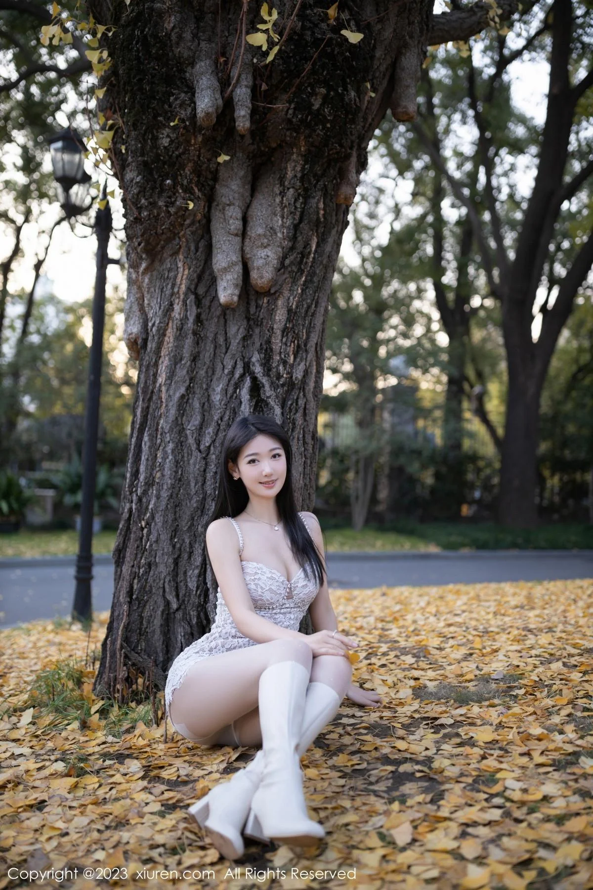 唐安琪性感白色蕾丝吊带裙配开档白丝秀曼妙身姿绝美写真 第 77 张