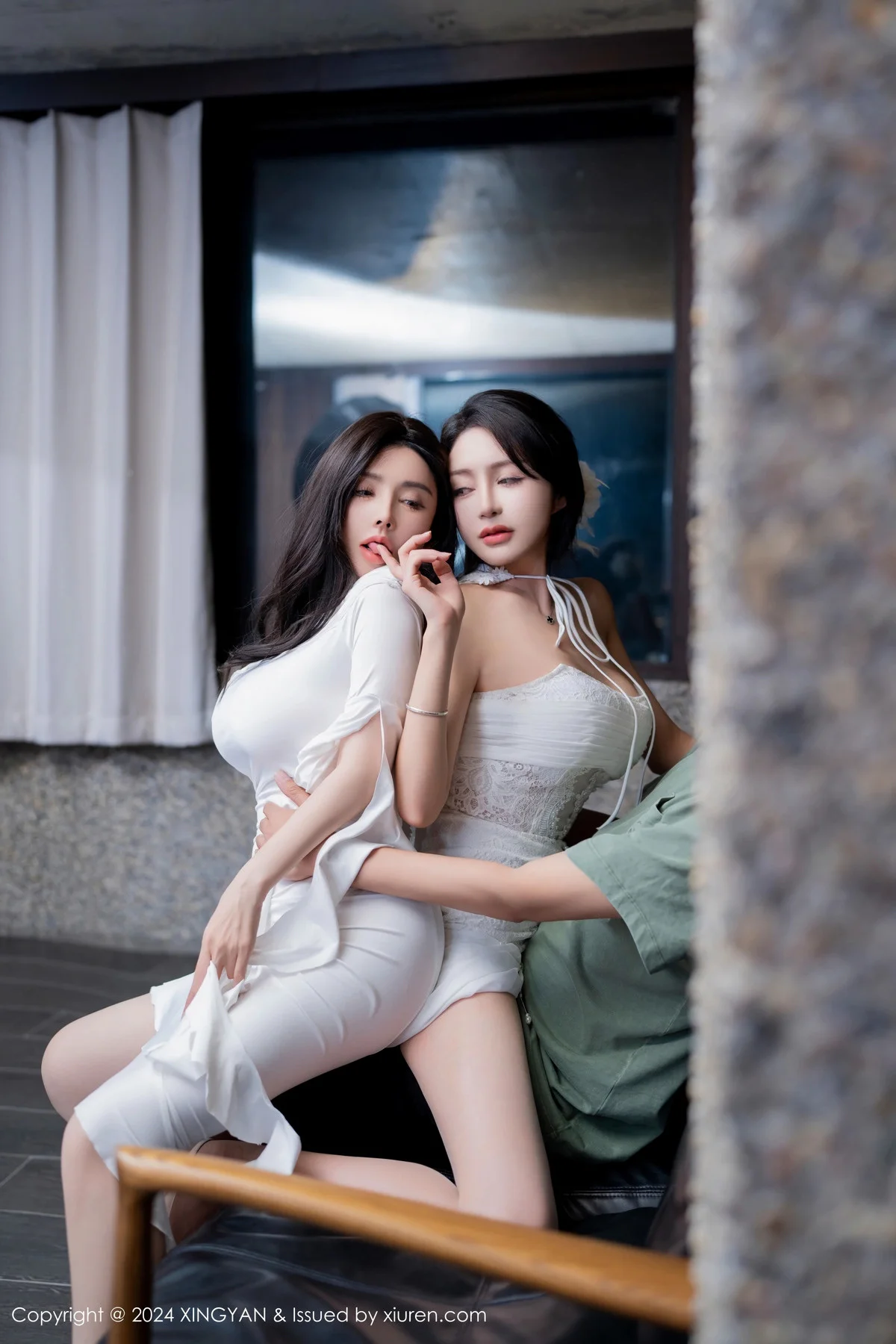 合集林幼一＆潘思沁性感白色连衣裙秀丰满身材绝美写真 第 47 张