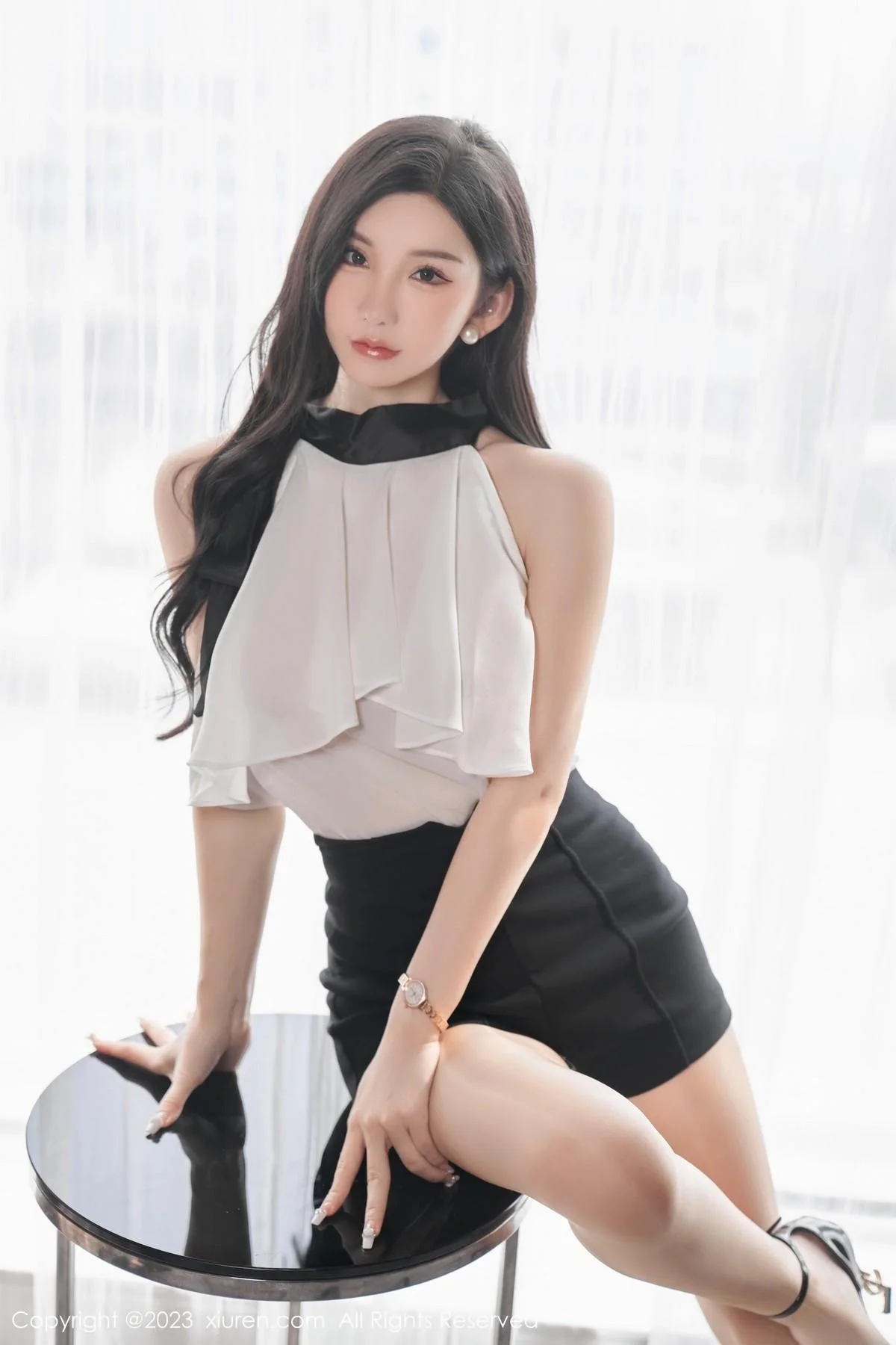 周于希Sally澳门旅拍白色薄纱服饰配超薄肉丝撩人绝美写真 第 17 张