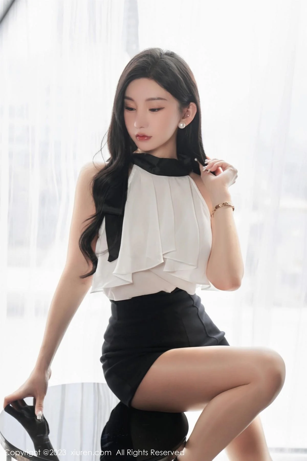 周于希Sally澳门旅拍白色薄纱服饰配超薄肉丝撩人绝美写真 第 18 张