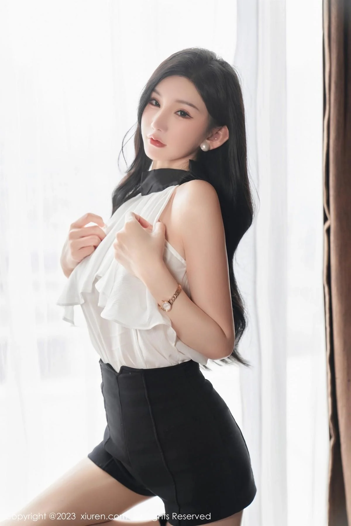 周于希Sally澳门旅拍白色薄纱服饰配超薄肉丝撩人绝美写真 第 20 张