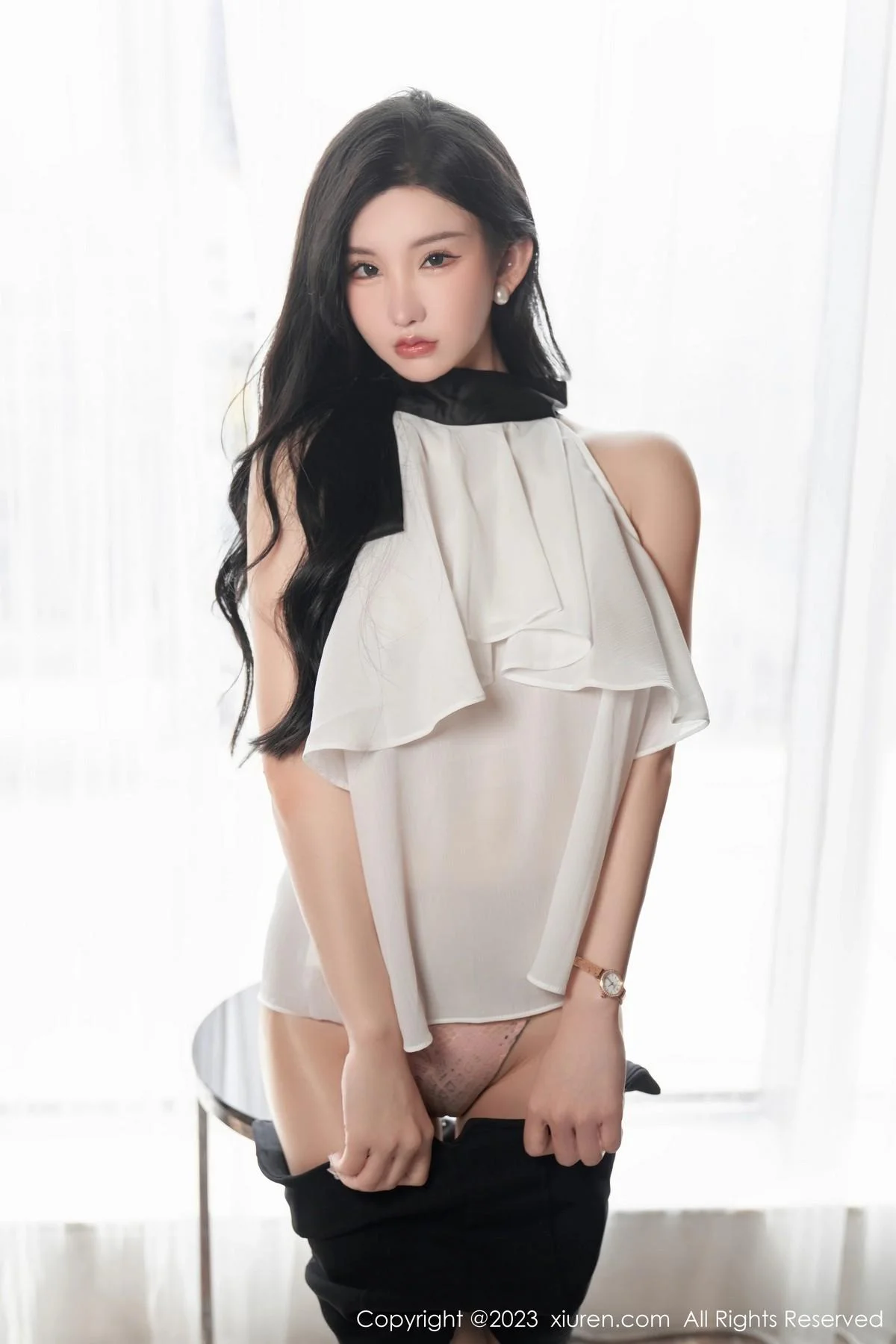 周于希Sally澳门旅拍白色薄纱服饰配超薄肉丝撩人绝美写真 第 33 张