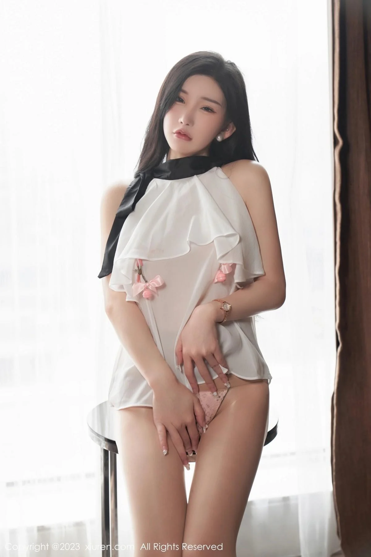 周于希Sally澳门旅拍白色薄纱服饰配超薄肉丝撩人绝美写真 第 54 张