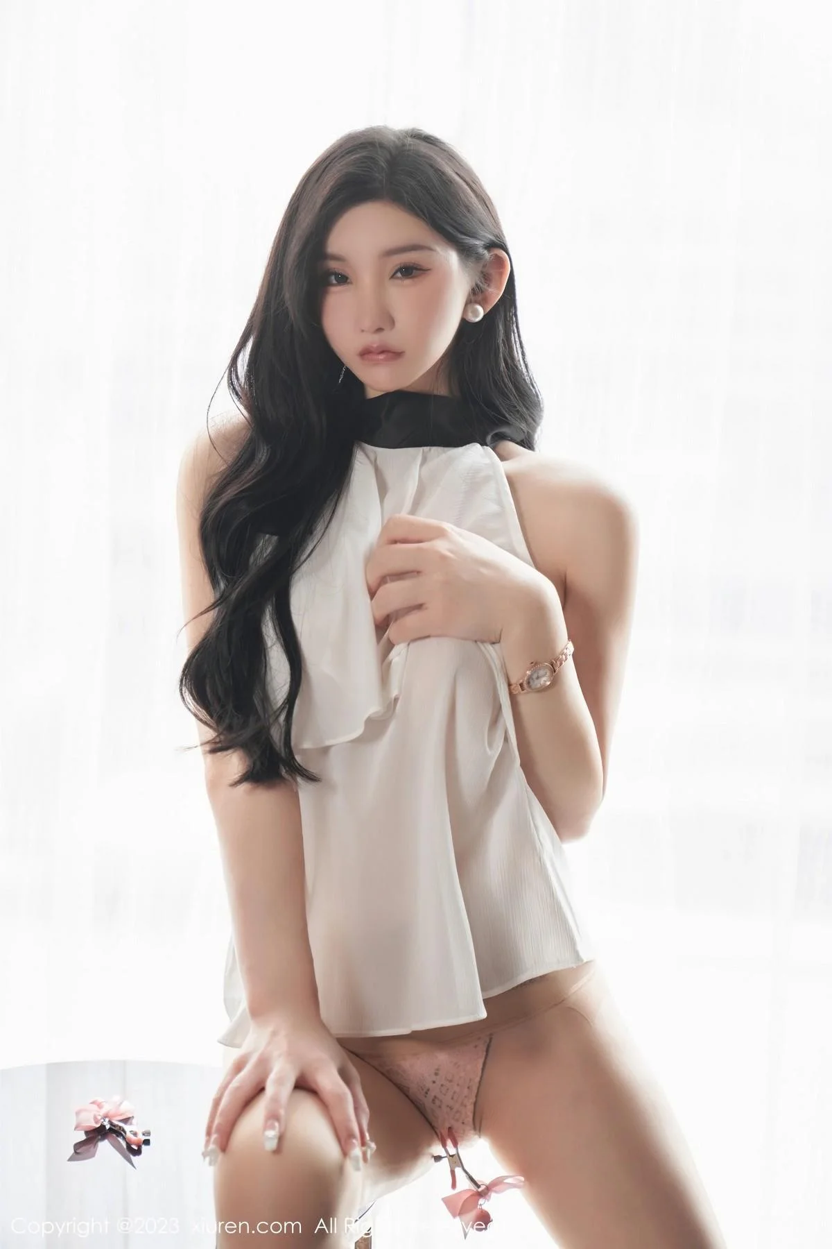 周于希Sally澳门旅拍白色薄纱服饰配超薄肉丝撩人绝美写真 第 62 张