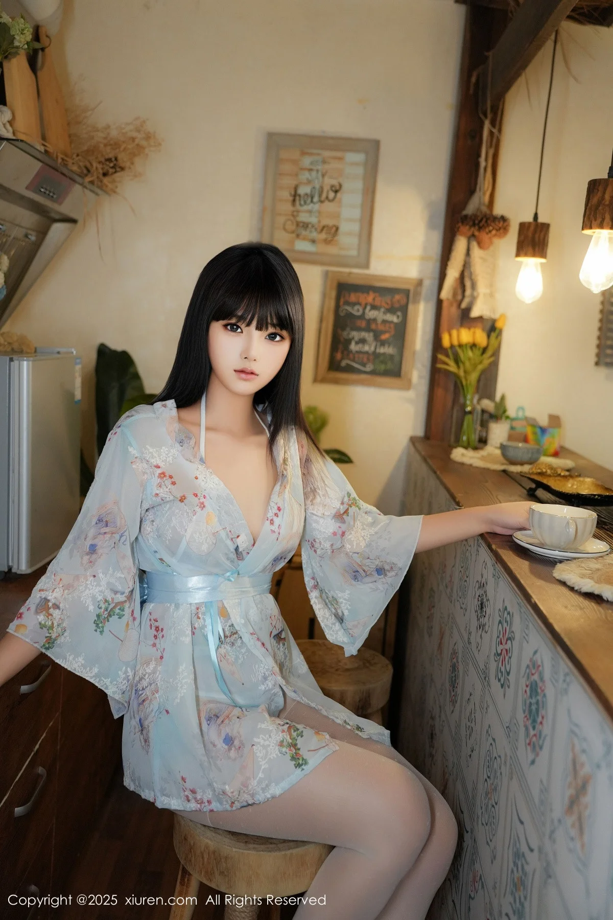 姚若兮vay性感浅绿碎花情趣裙配白丝裤袜秀曼妙身姿绝美写真 第 13 张