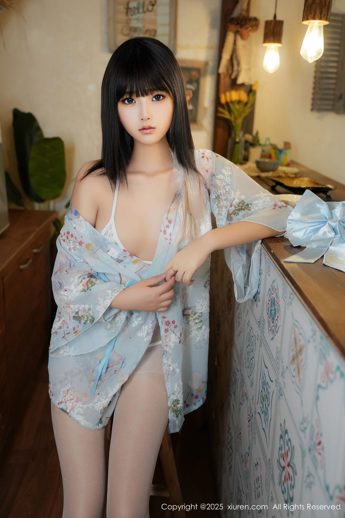 姚若兮vay性感浅绿碎花情趣裙配白丝裤袜秀曼妙身姿绝美写真 第 18 张