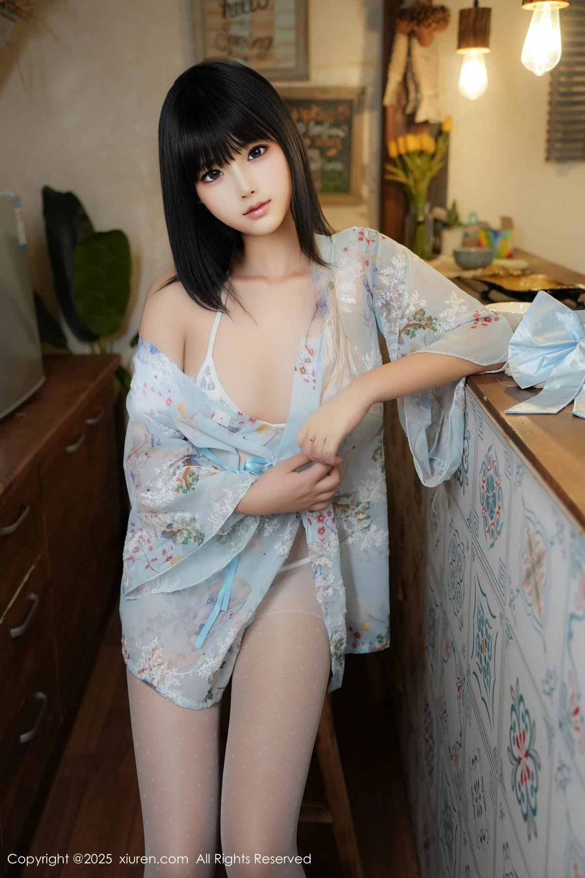 姚若兮vay性感浅绿碎花情趣裙配白丝裤袜秀曼妙身姿绝美写真 第 19 张
