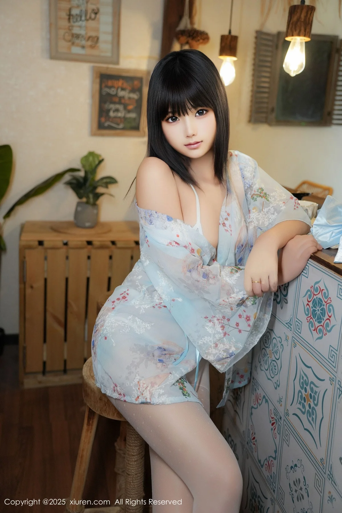 姚若兮vay性感浅绿碎花情趣裙配白丝裤袜秀曼妙身姿绝美写真 第 20 张
