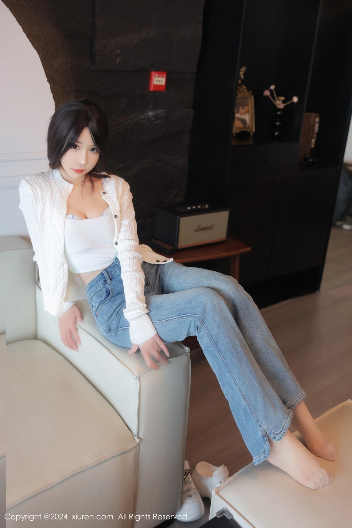 桃妖夭性感蓝色内衣配牛仔裤露超薄肉丝秀曼妙身姿绝美写真 第 94 张