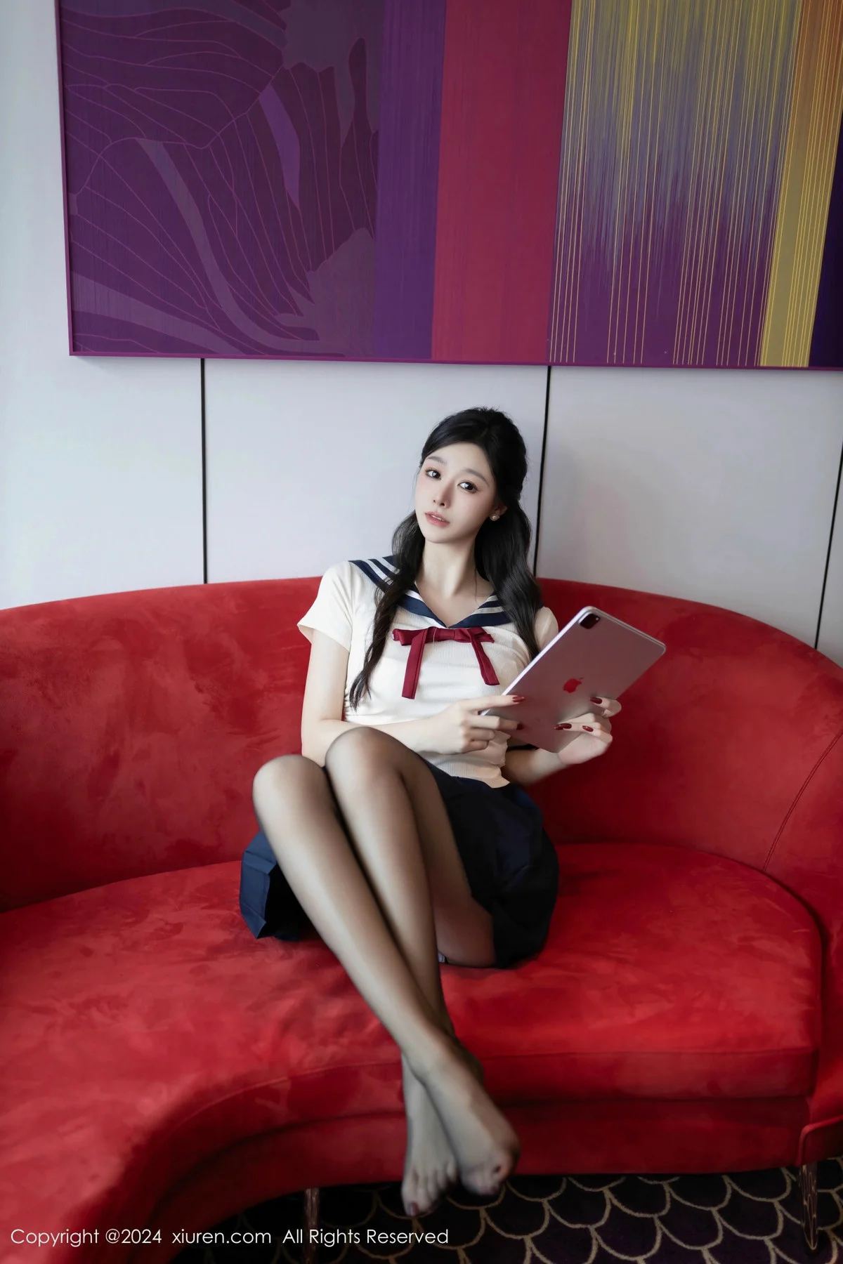 小逗逗性感JK制服露白色内衣配超薄黑丝秀曼妙身姿绝美写真 第 18 张