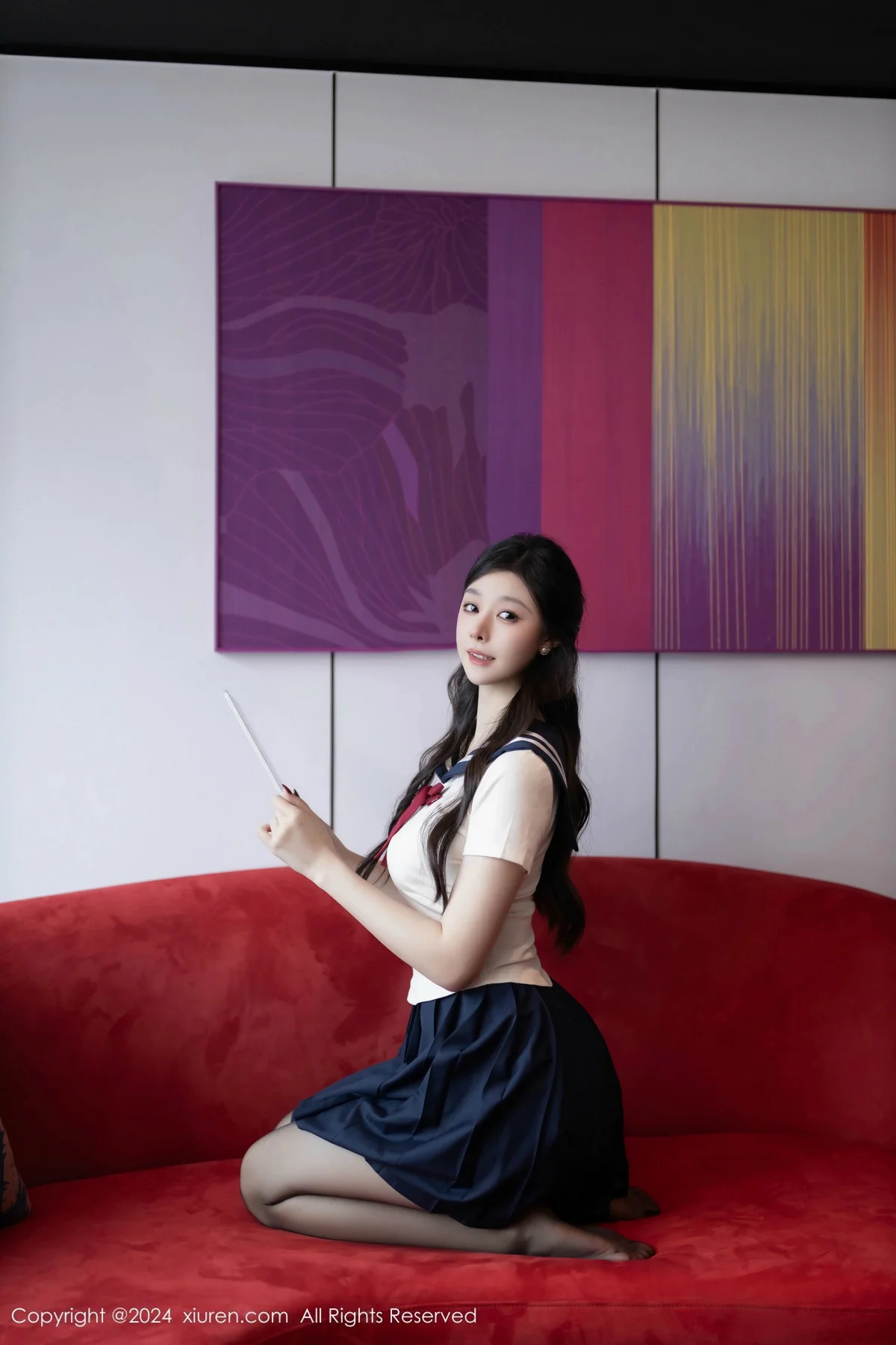小逗逗性感JK制服露白色内衣配超薄黑丝秀曼妙身姿绝美写真 第 26 张