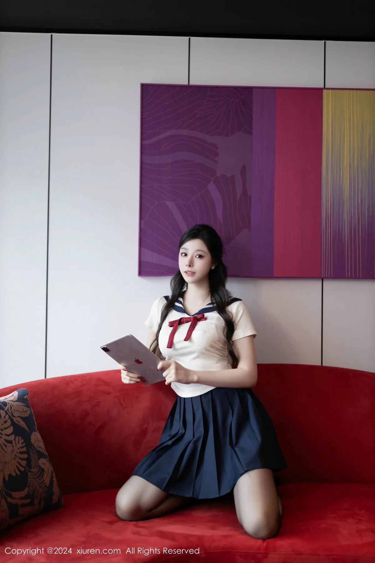 小逗逗性感JK制服露白色内衣配超薄黑丝秀曼妙身姿绝美写真 第 30 张