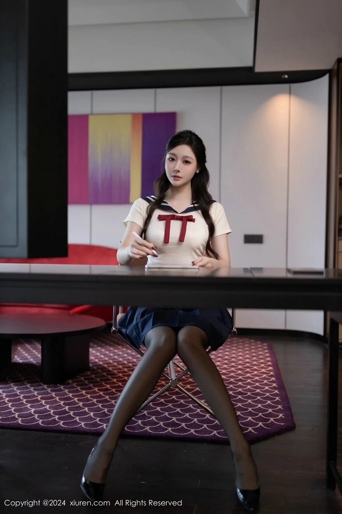 小逗逗性感JK制服露白色内衣配超薄黑丝秀曼妙身姿绝美写真 第 61 张