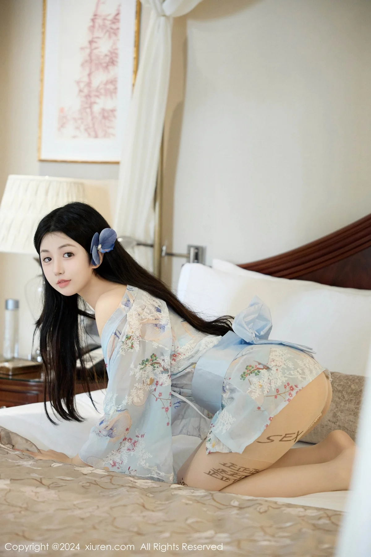 陈小花性感浅蓝色日式和服露花色内衣秀曼妙身姿绝美写真 第 6 张
