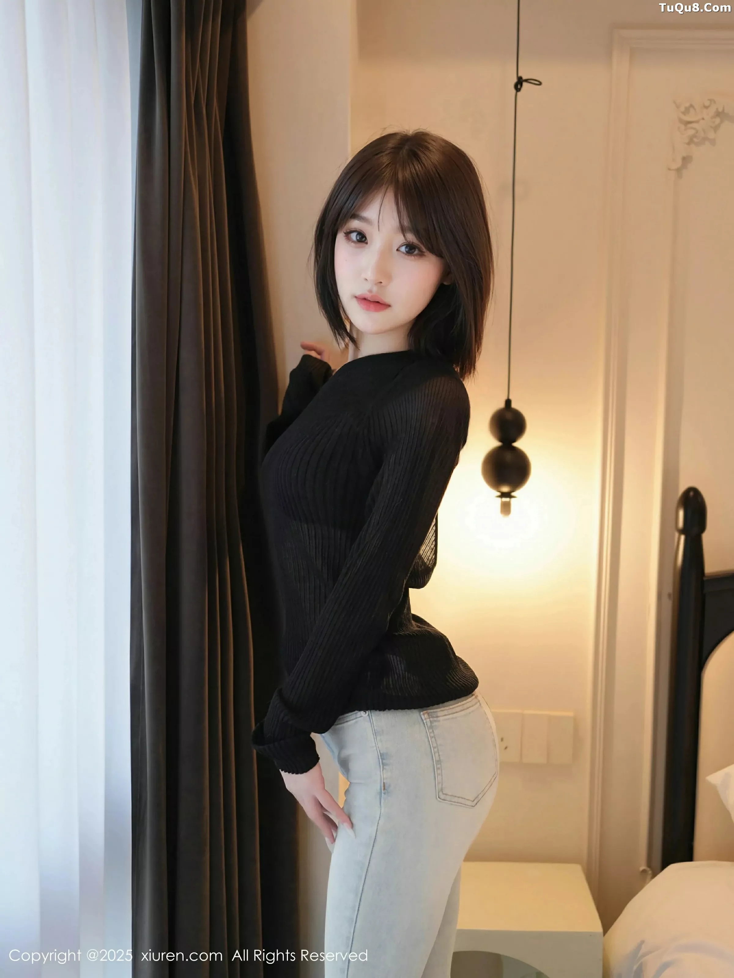 汁汁性感蓝色牛仔裤露超薄无内黑丝秀曼妙身姿绝美写真 第 14 张