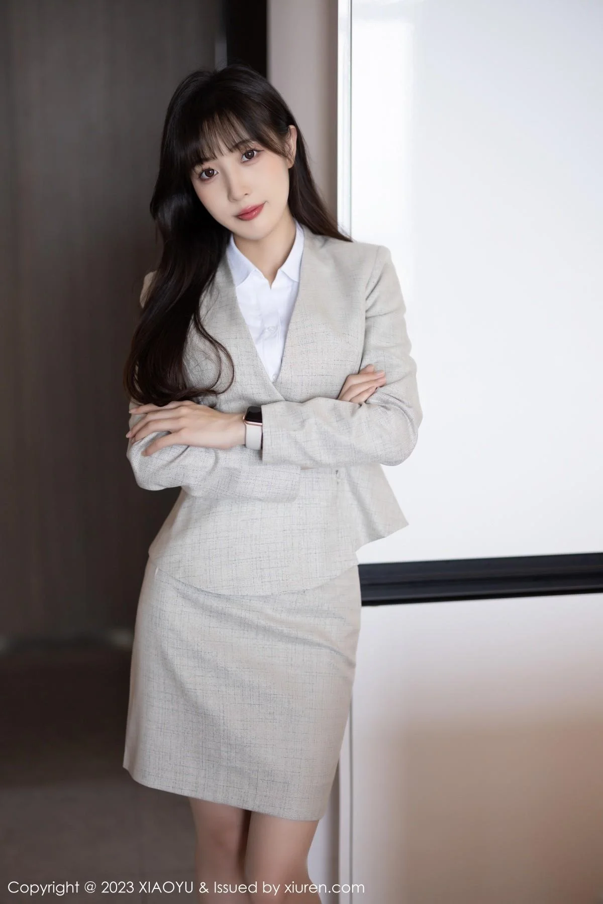 林星阑半脱Ol职业装露性感墨绿色内衣配原色丝袜绝美写真 第 7 张