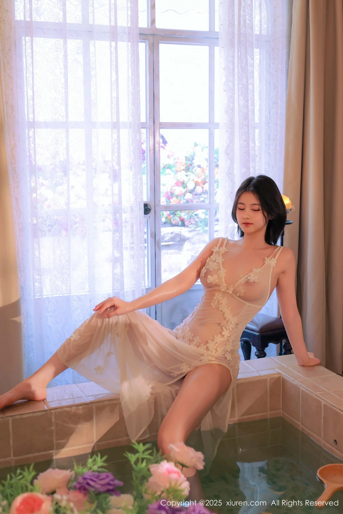 小橘子orange性感白色薄透蕾丝连体短裙秀惹火身材绝美写真 第 66 张