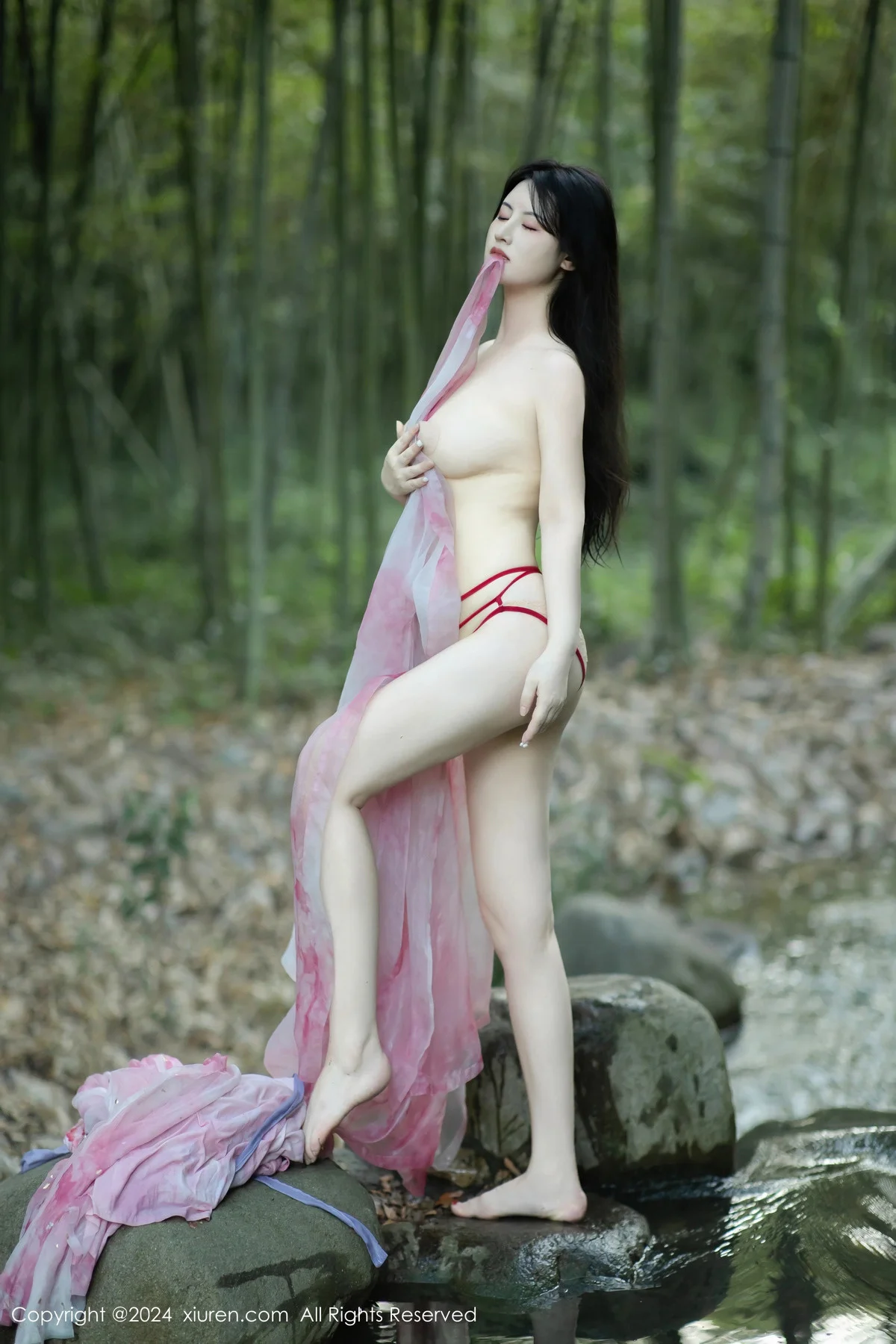 诗诗kiki户外性感粉色古风薄纱服饰秀丰腴身姿惹火绝美写真 第 117 张