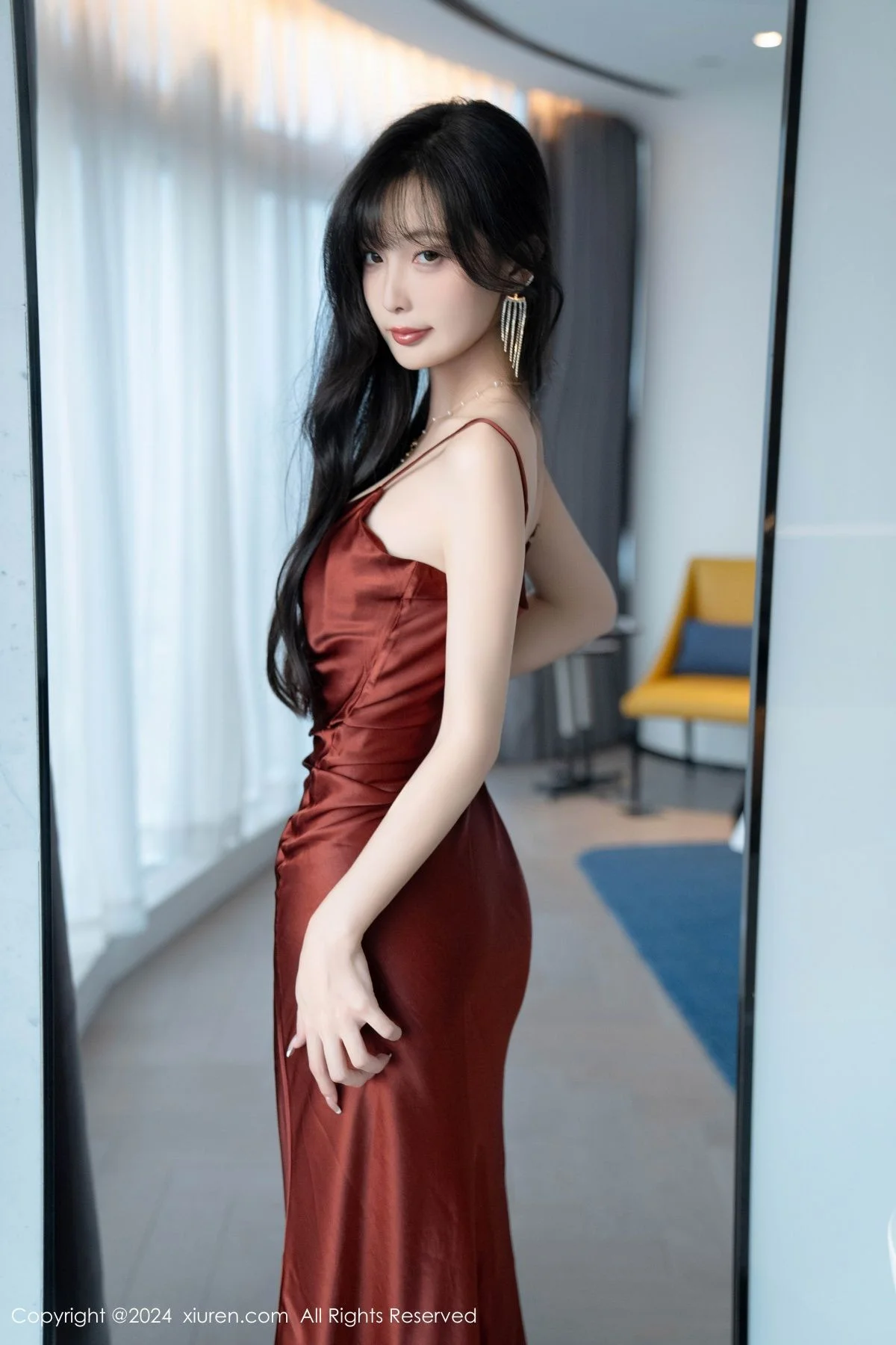 林星阑性感红色连衣长裙露黑色情趣内衣秀曼妙身姿绝美写真 第 30 张