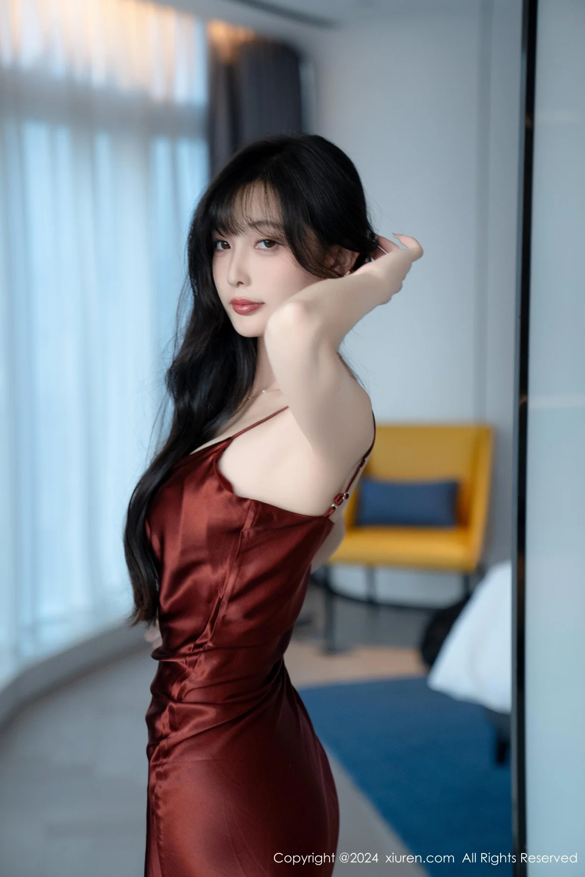 林星阑性感红色连衣长裙露黑色情趣内衣秀曼妙身姿绝美写真 第 33 张