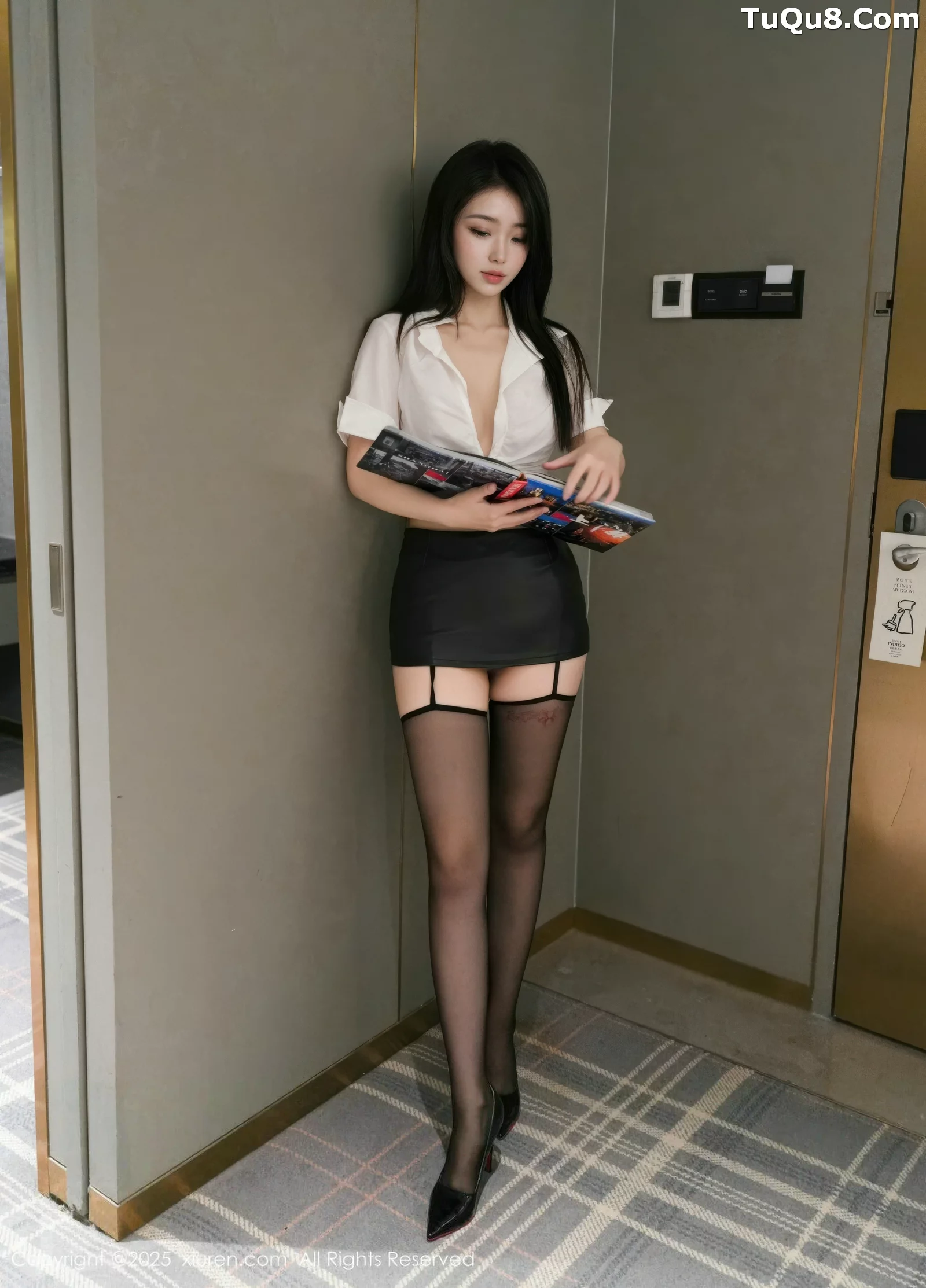 烧烧小桃性感黑色情趣内衣配黑丝吊袜秀曼妙身材绝美写真 第 84 张