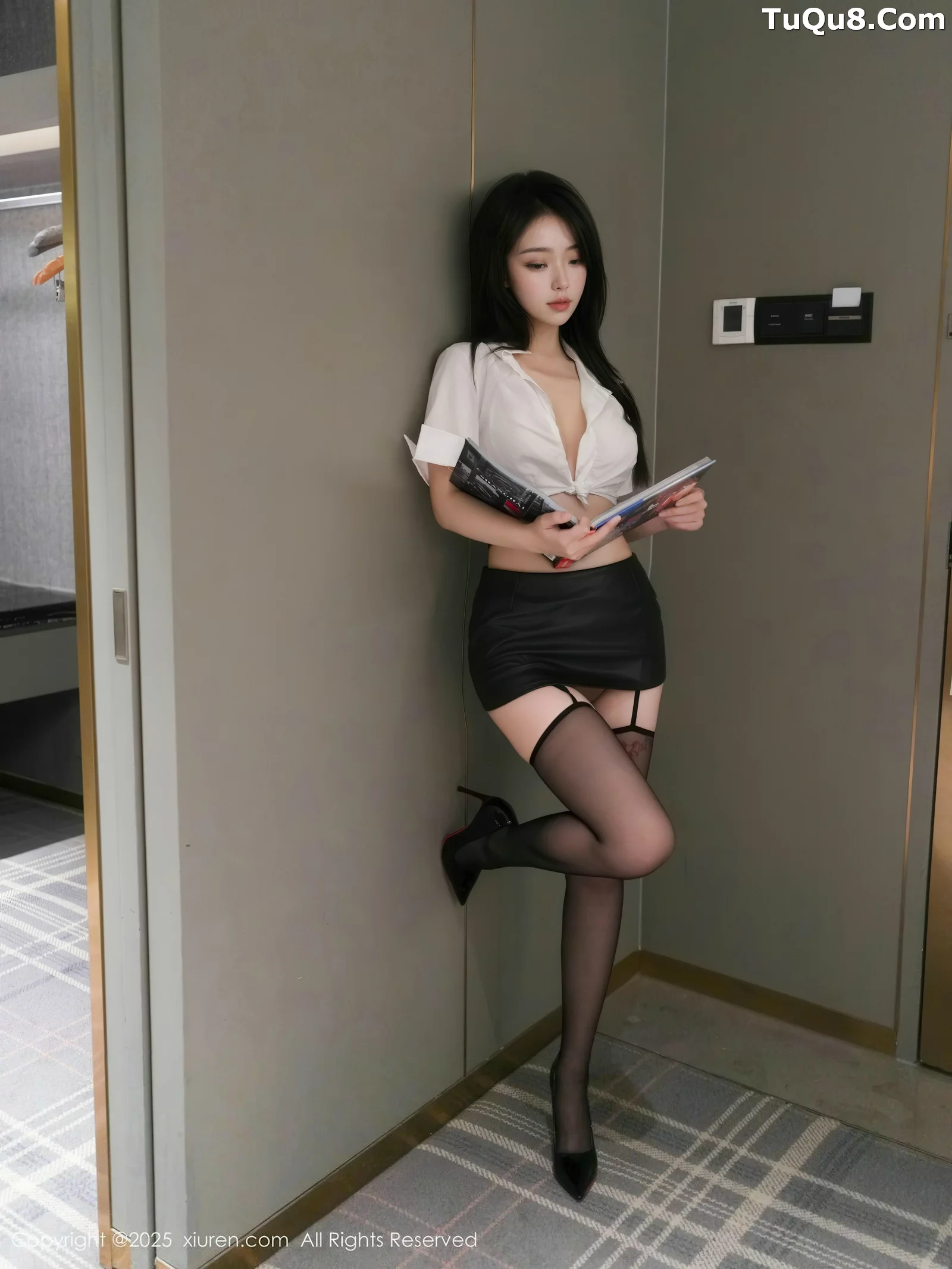 烧烧小桃性感黑色情趣内衣配黑丝吊袜秀曼妙身材绝美写真 第 88 张