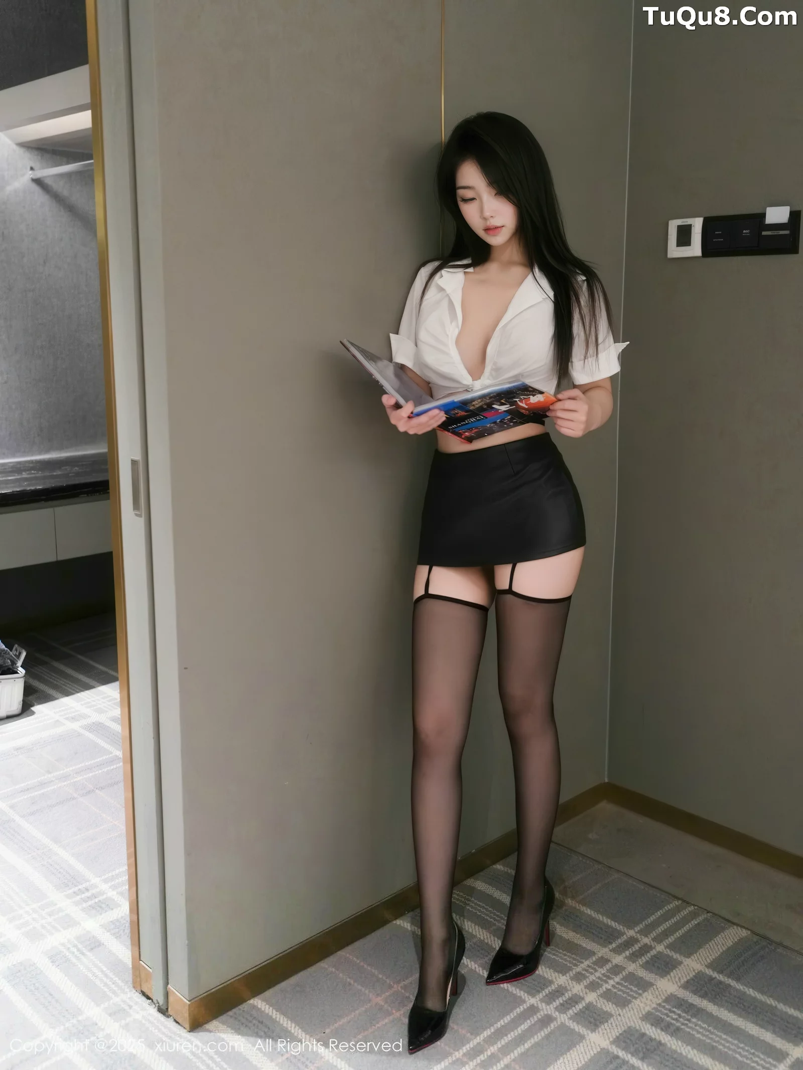 烧烧小桃性感黑色情趣内衣配黑丝吊袜秀曼妙身材绝美写真 第 90 张