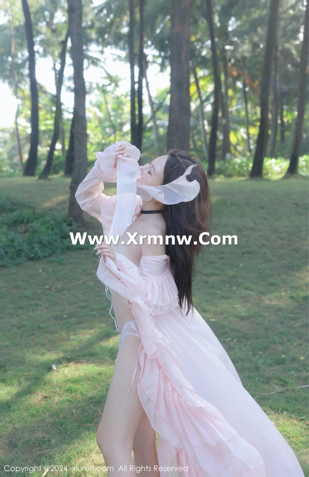 小薯条nienie户外性感粉色薄纱长裙半脱秀惹火身材绝美写真 第 46 张