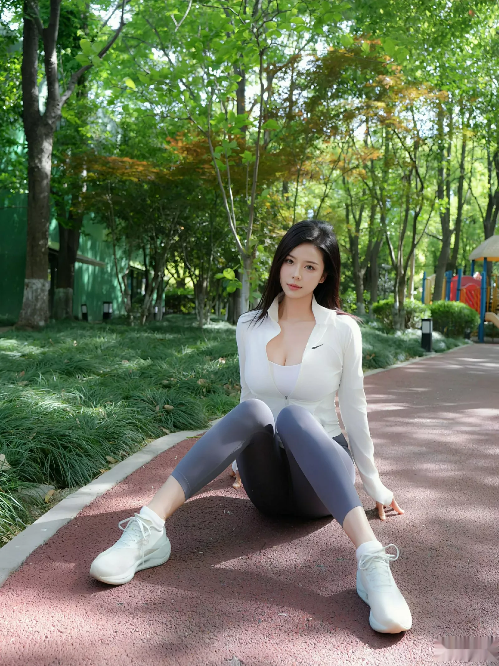 玫瑰我爱你性感白蓝瑜伽运动服紧身秀凹凸身材惹火绝美写真 第 23 张
