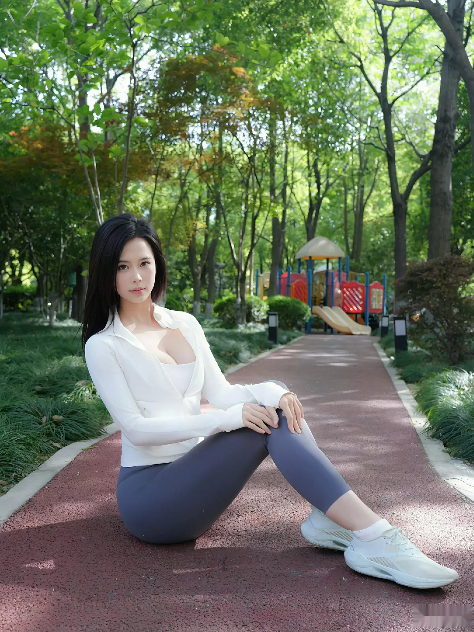 玫瑰我爱你性感白蓝瑜伽运动服紧身秀凹凸身材惹火绝美写真 第 26 张