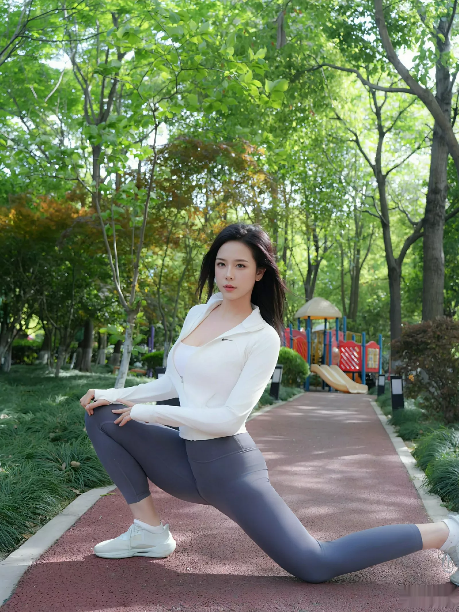 玫瑰我爱你性感白蓝瑜伽运动服紧身秀凹凸身材惹火绝美写真 第 29 张