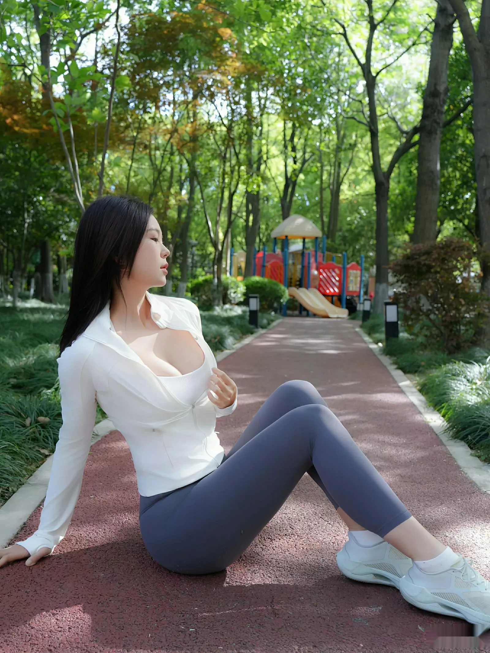 玫瑰我爱你性感白蓝瑜伽运动服紧身秀凹凸身材惹火绝美写真 第 41 张