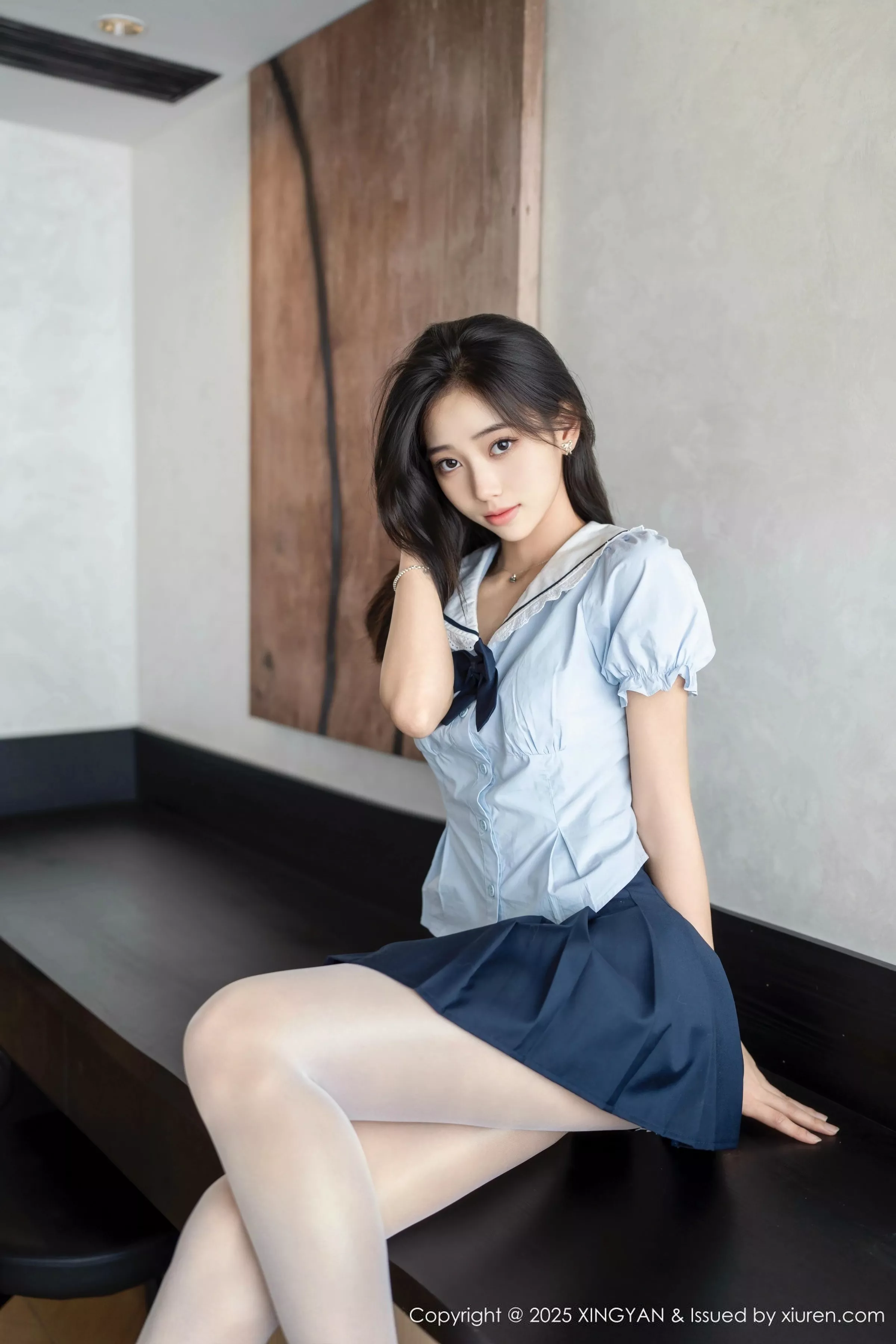 时安安性感深色短裙配超薄无内白丝秀柔美身姿绝美写真 第 8 张