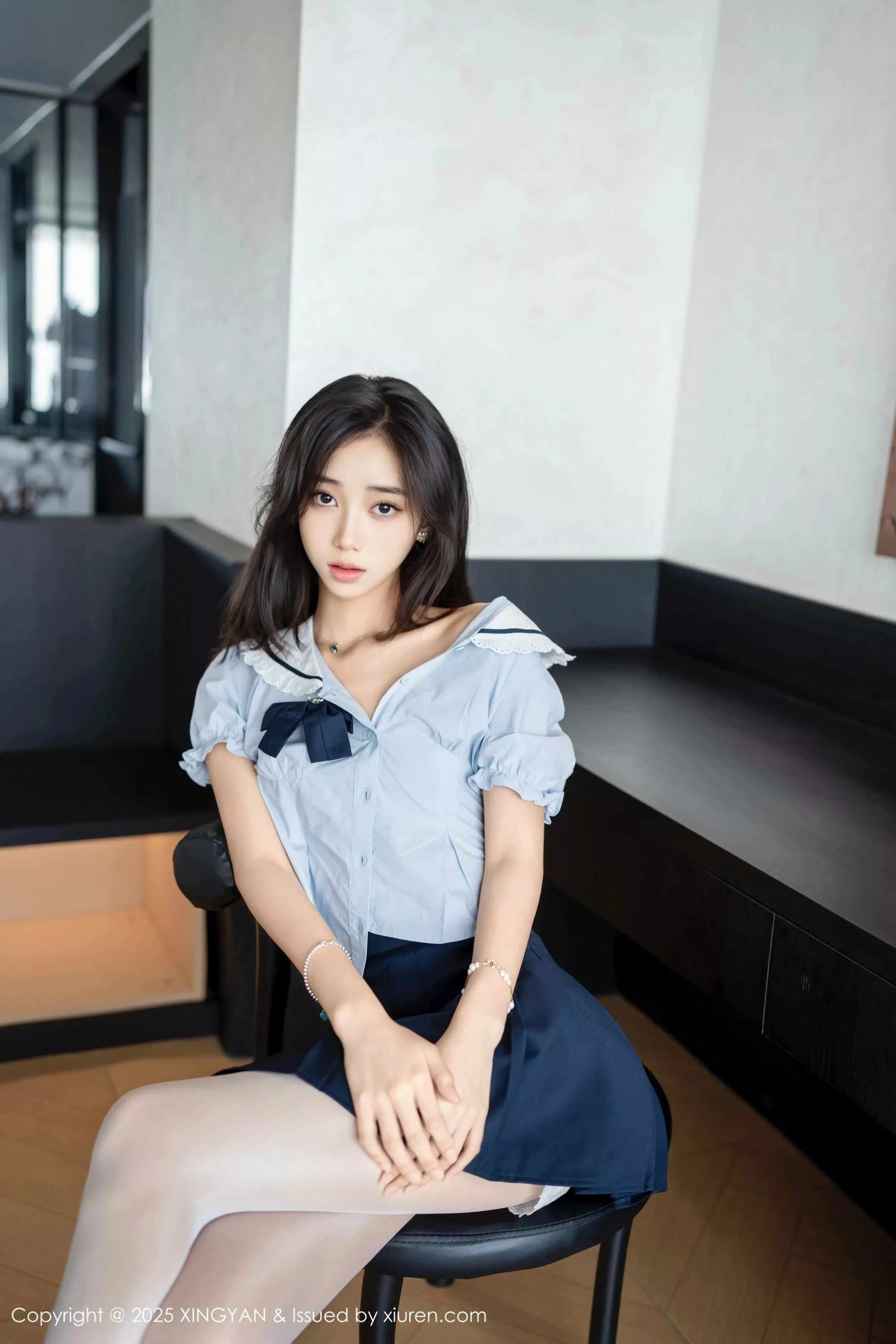 时安安性感深色短裙配超薄无内白丝秀柔美身姿绝美写真 第 9 张
