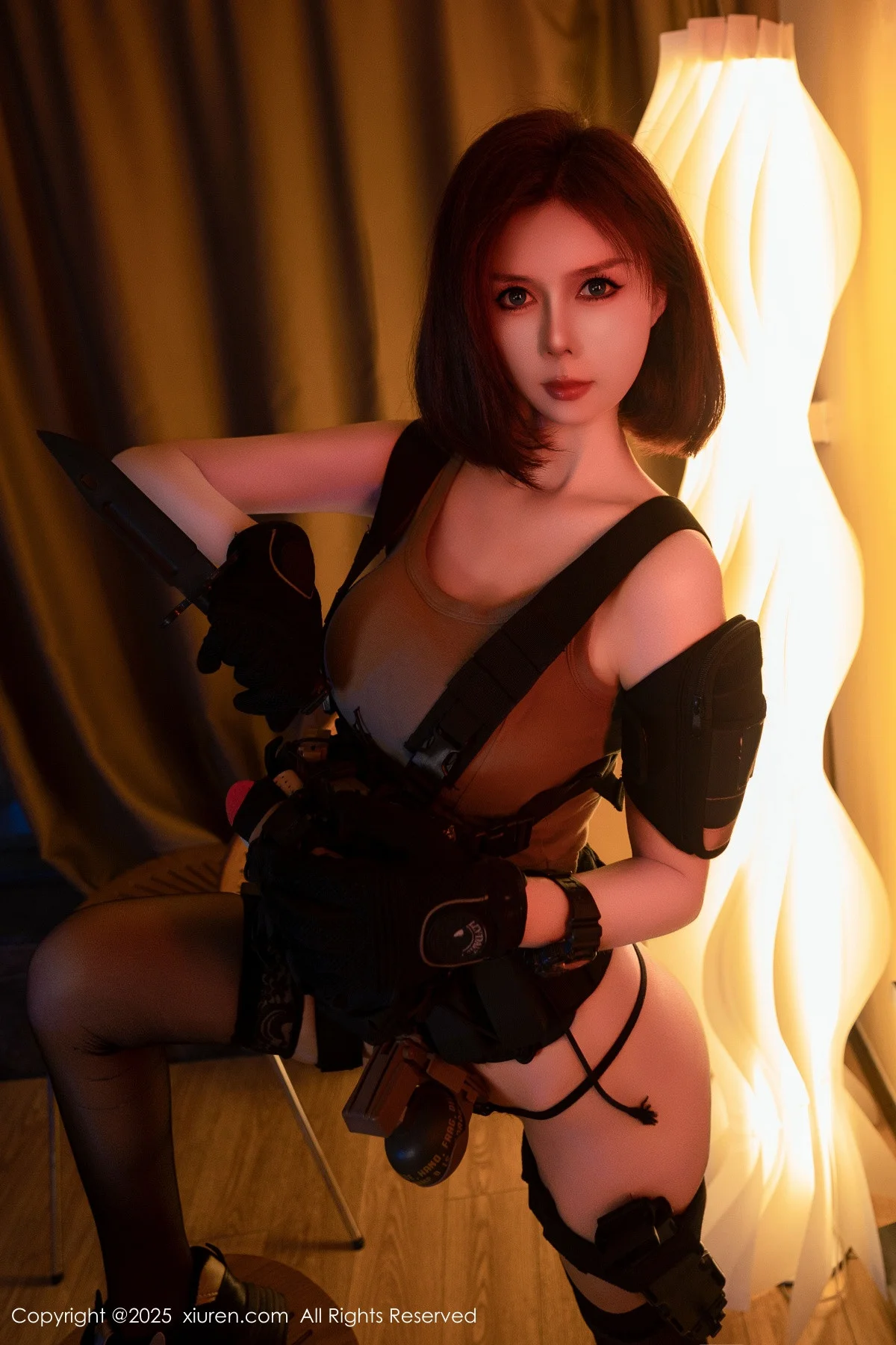 白芷yy性感美女战士装扮黑色内衣配黑丝袜秀曼妙身姿绝美写真 第 27 张